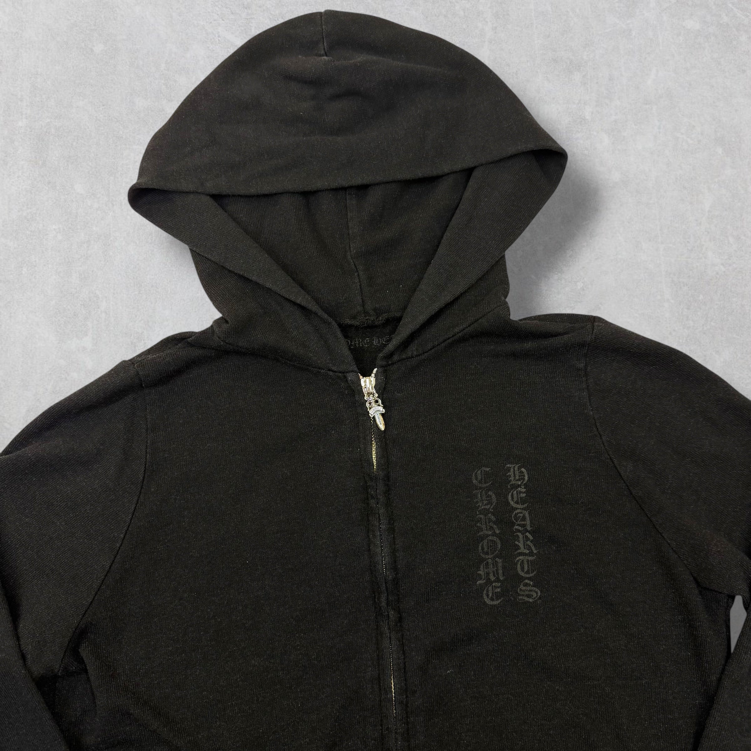 Chrome Hearts Black Triple Cross Logo Zip Up Hoodie XS