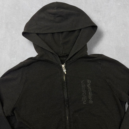 Chrome Hearts Black Triple Cross Logo Zip Up Hoodie XS