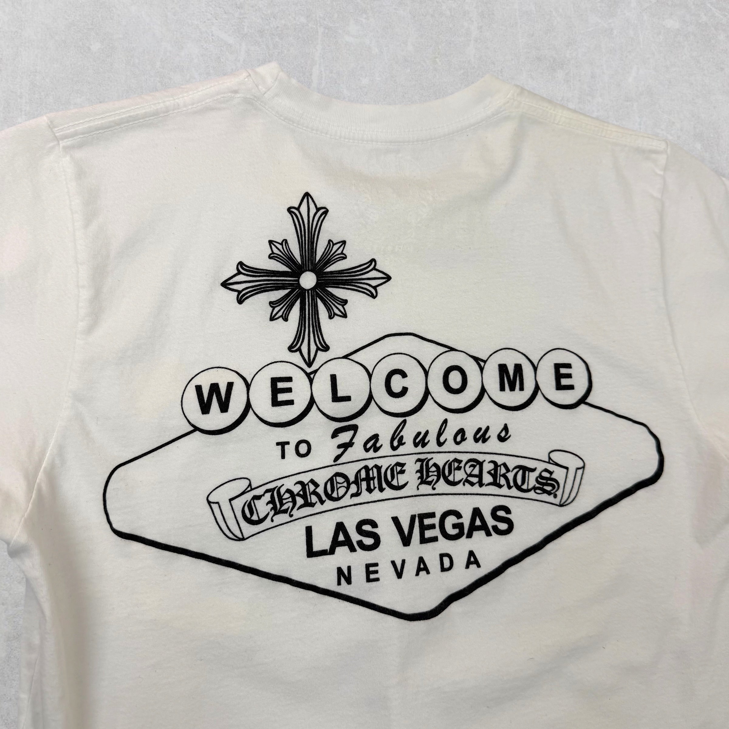 Chrome Hearts White Welcome to Vegas Tee Small