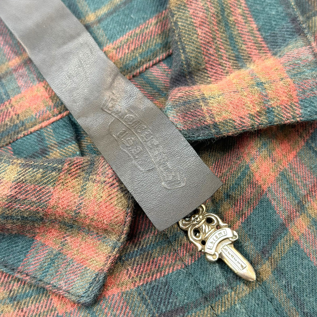 Chrome Hearts Green/Red Plaid Zip Up Shirt Small