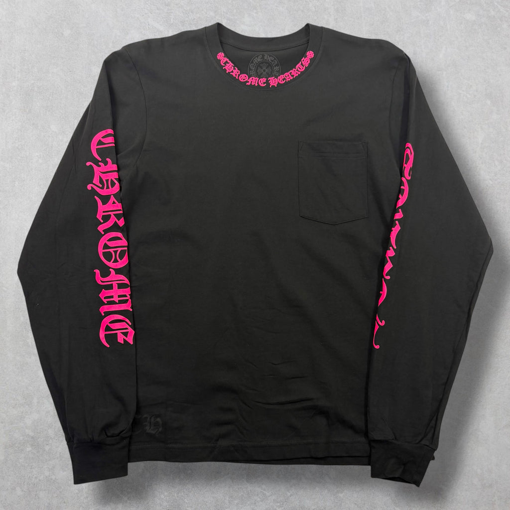 Chrome Hearts Pink Neck Logo L/S Tee M
