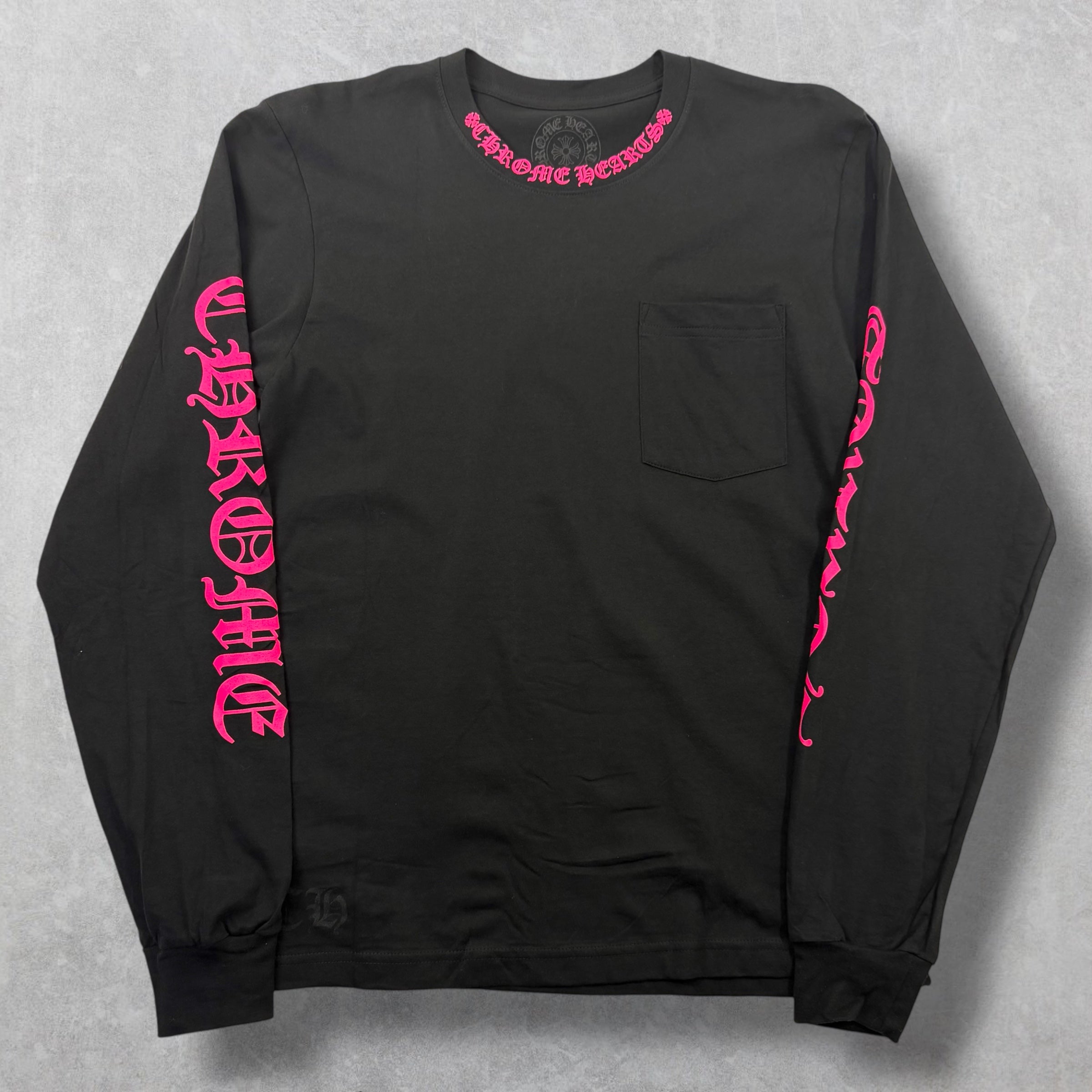 Chrome Hearts Pink Neck Logo L/S Tee M