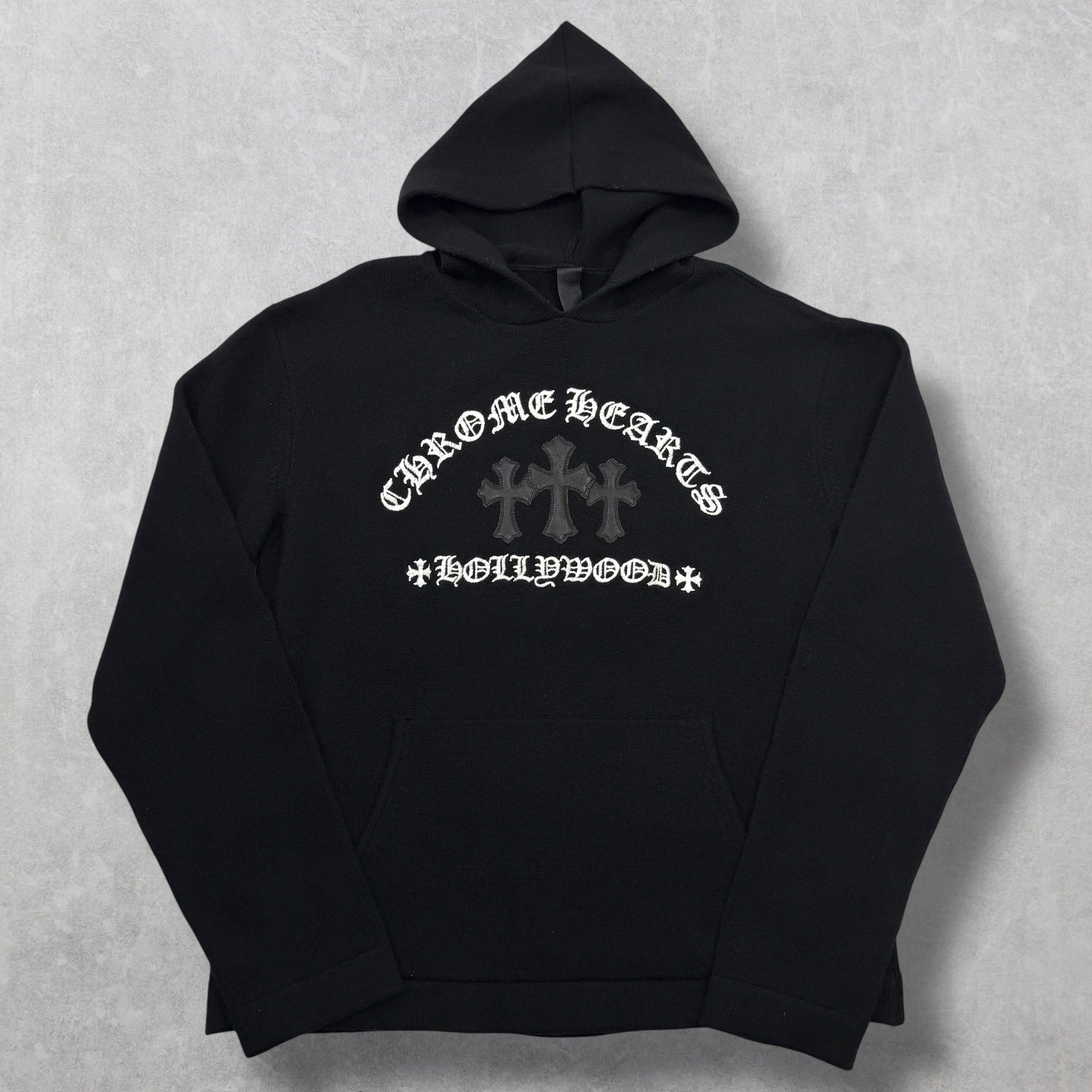 Chrome Hearts Leather Patch Cashmere Hoodie M