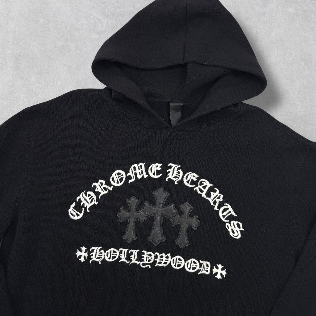Chrome Hearts Leather Patch Cashmere Hoodie M