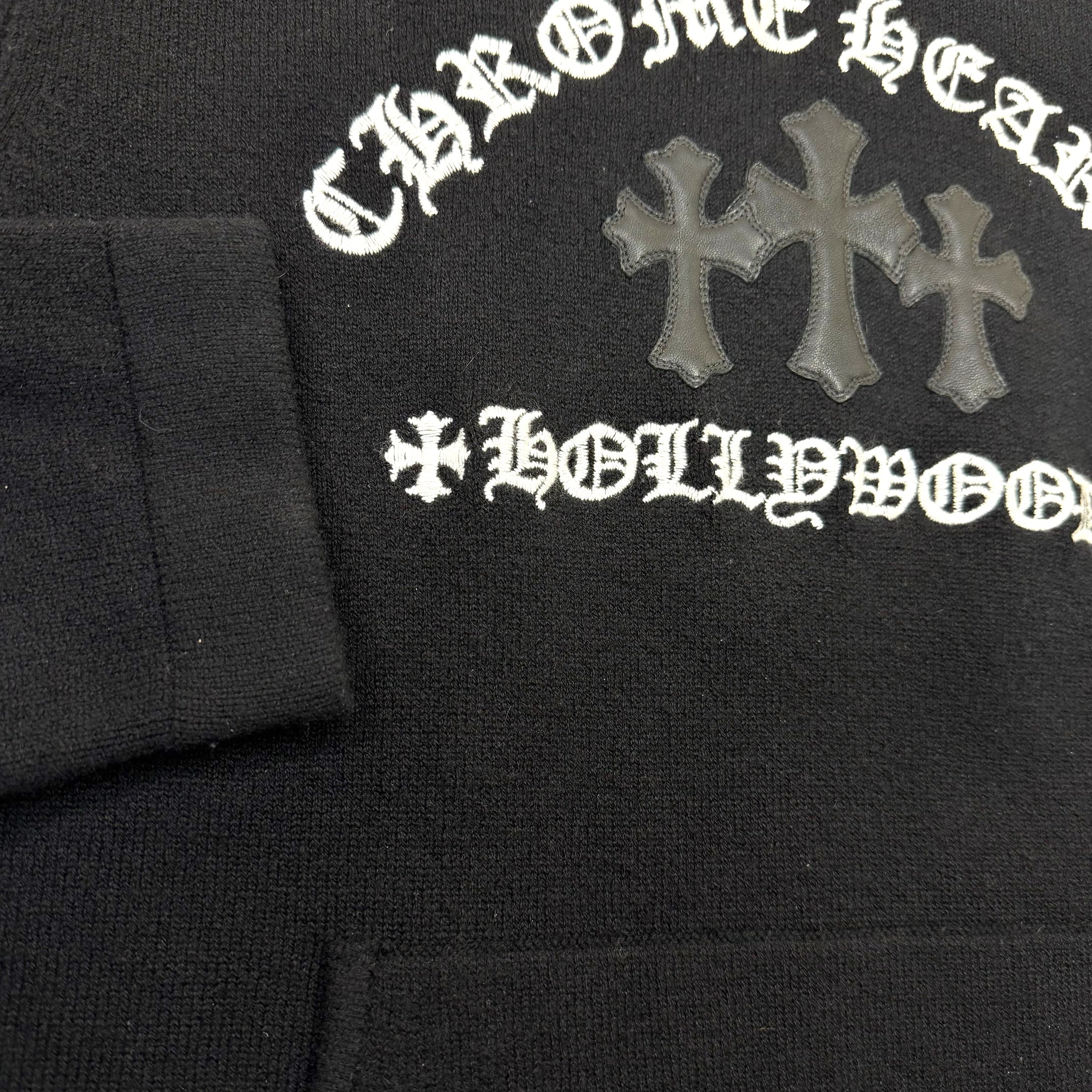 Chrome Hearts Leather Patch Cashmere Hoodie M