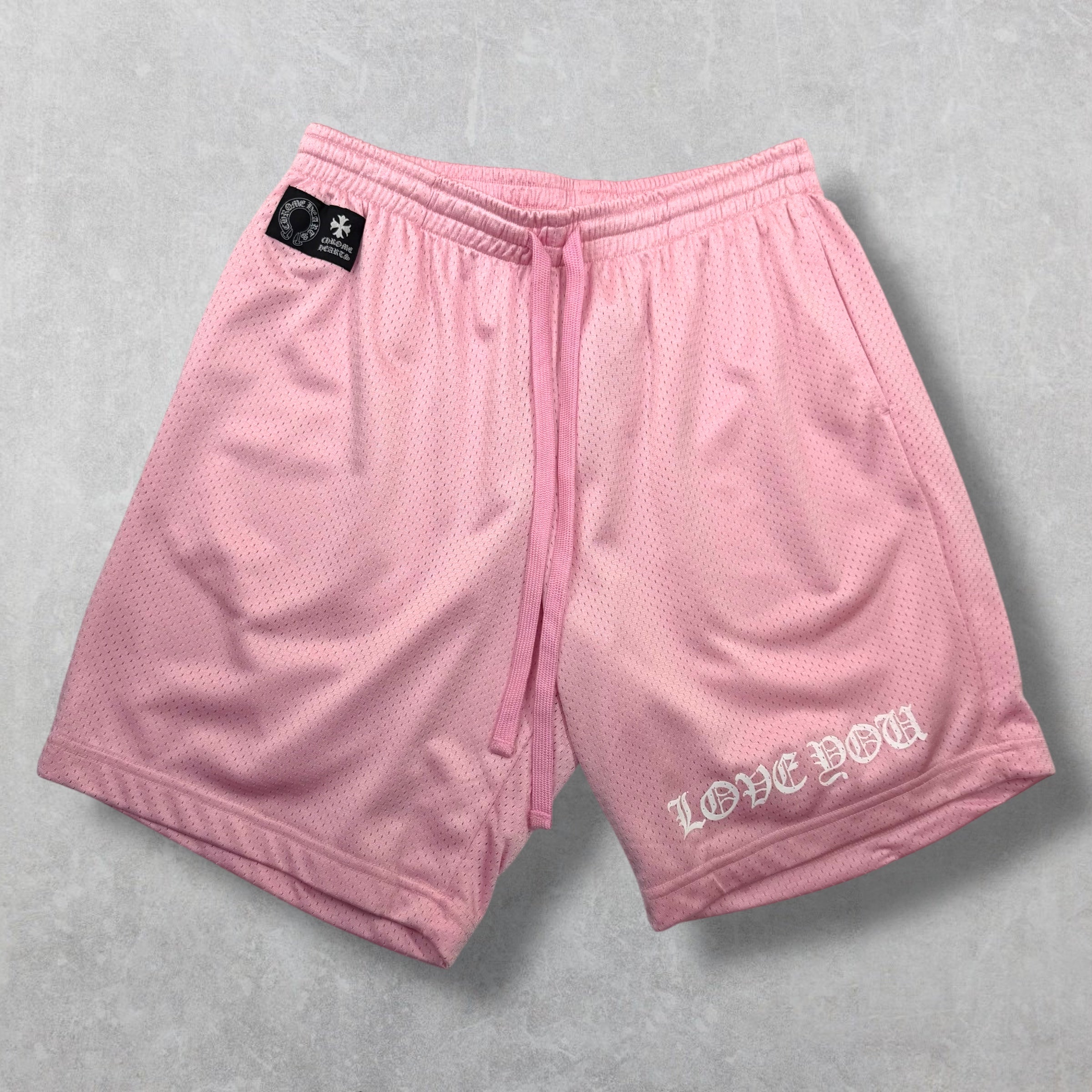 Chrome Hearts "Love You" Pink Mesh Shorts M