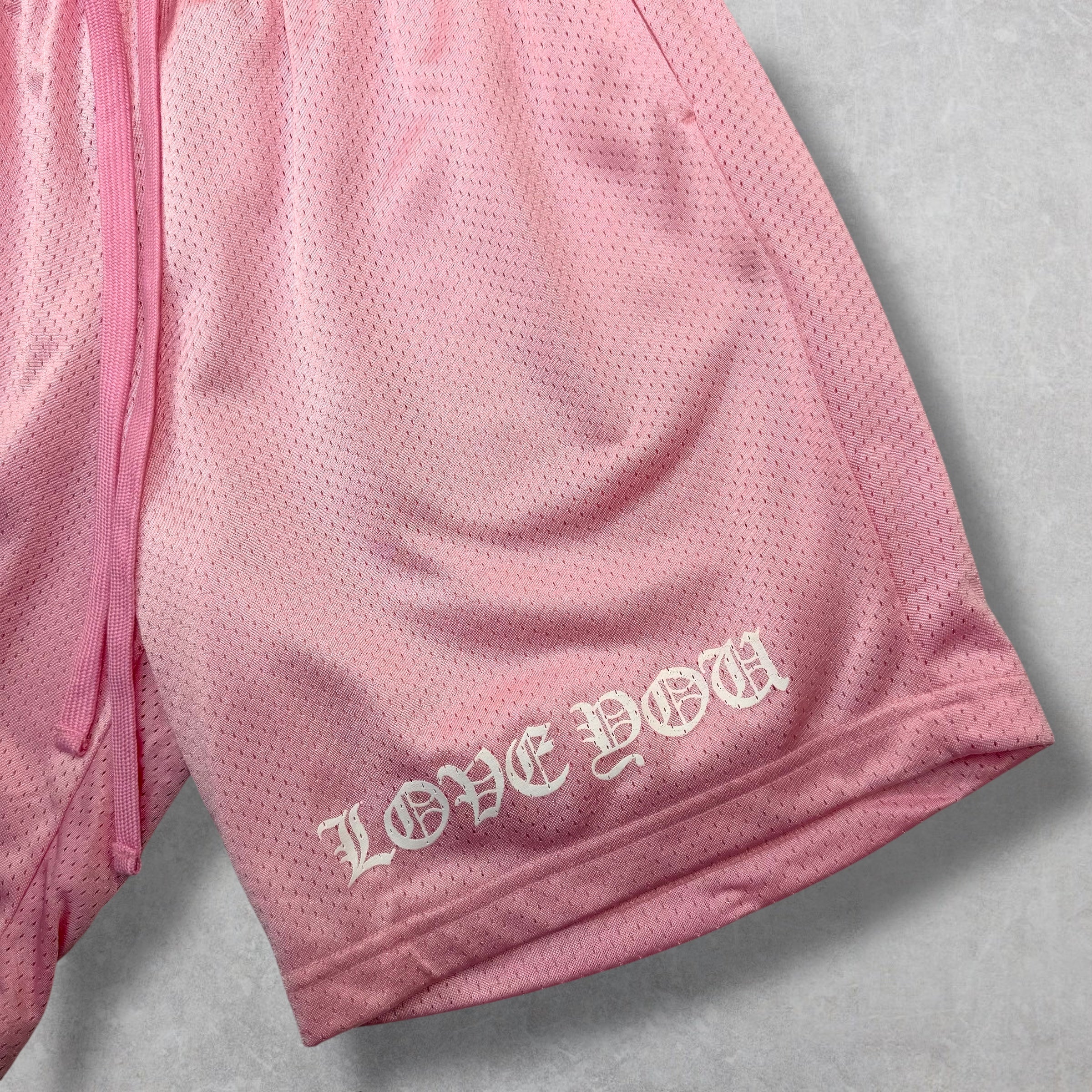 Chrome Hearts "Love You" Pink Mesh Shorts M