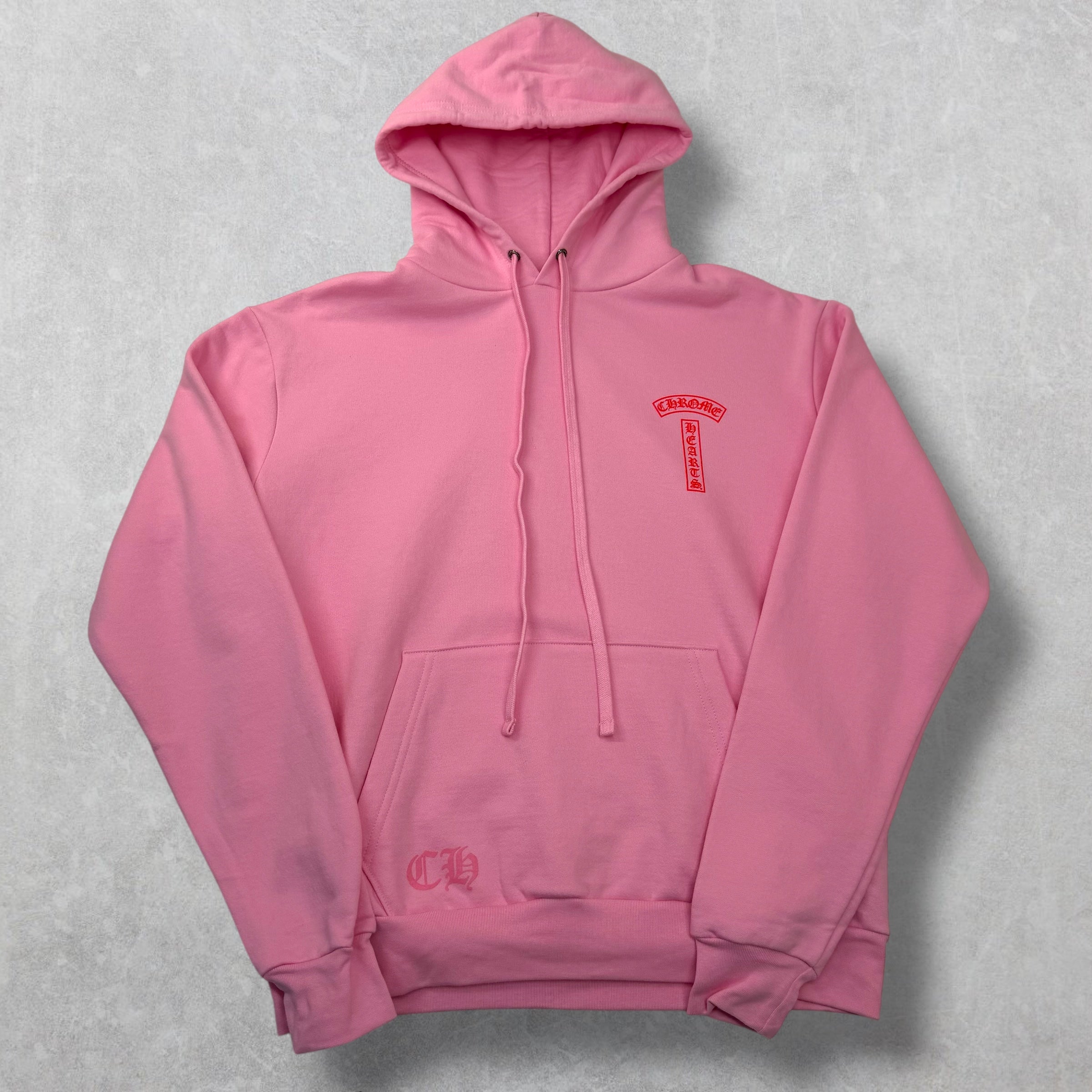 Chrome Hearts Red T Bar Logo Pink Hoodie S