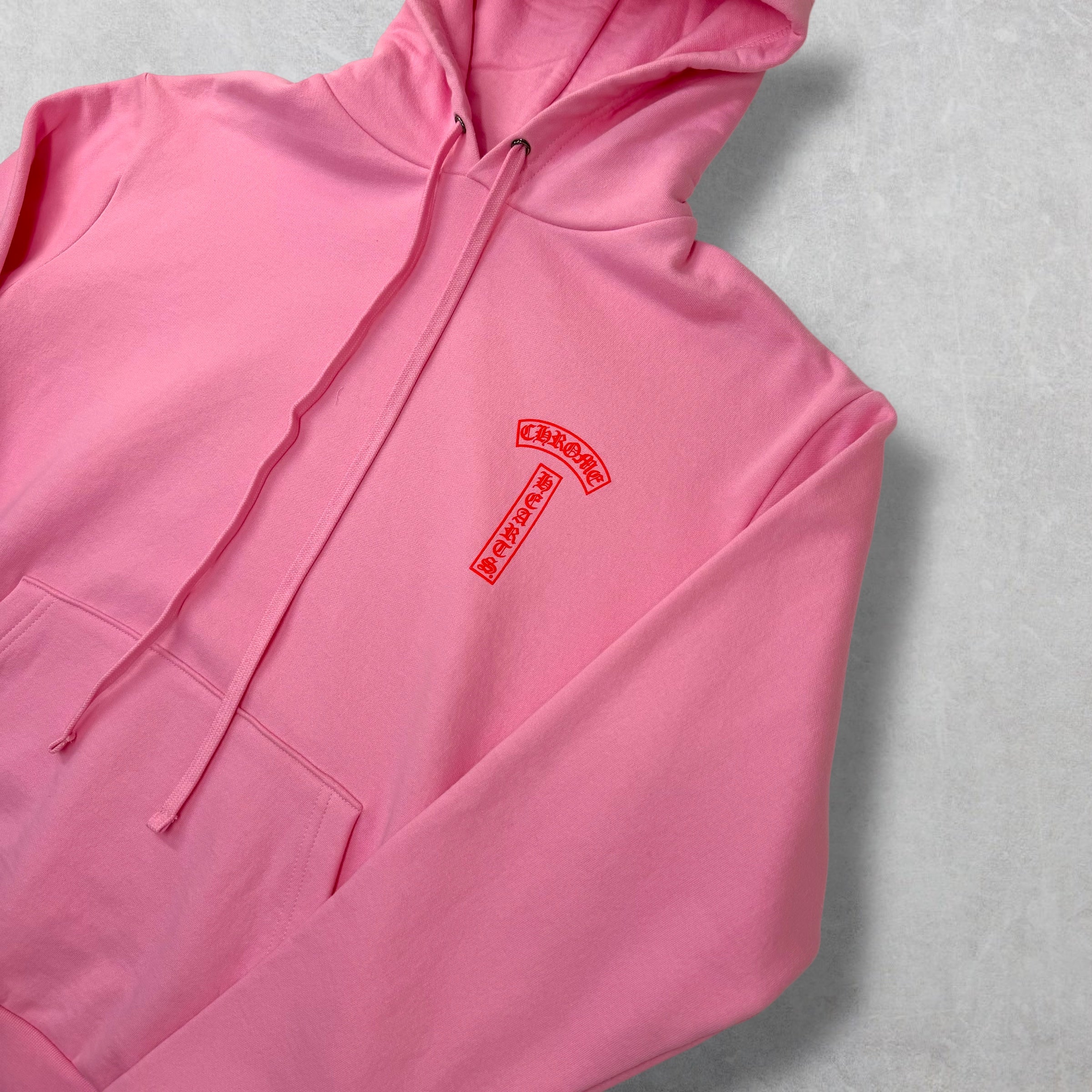 Chrome Hearts Red T Bar Logo Pink Hoodie S