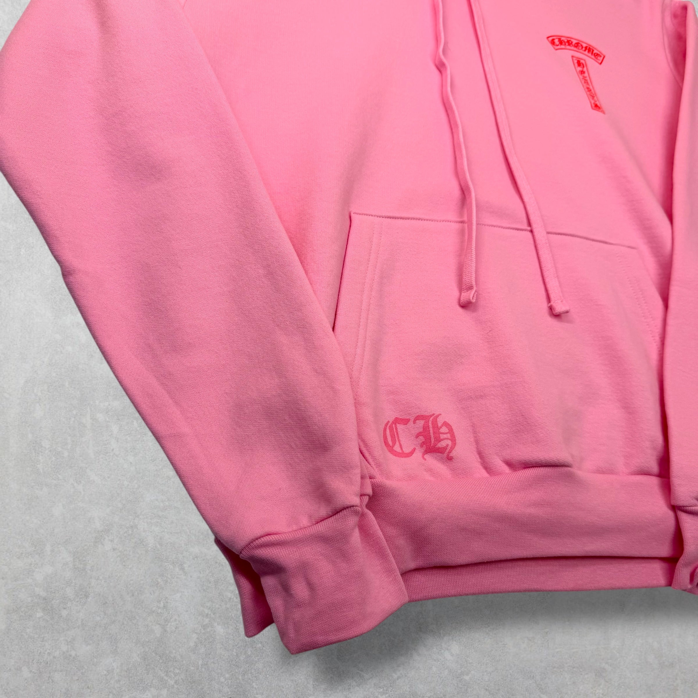 Chrome Hearts Red T Bar Logo Pink Hoodie S