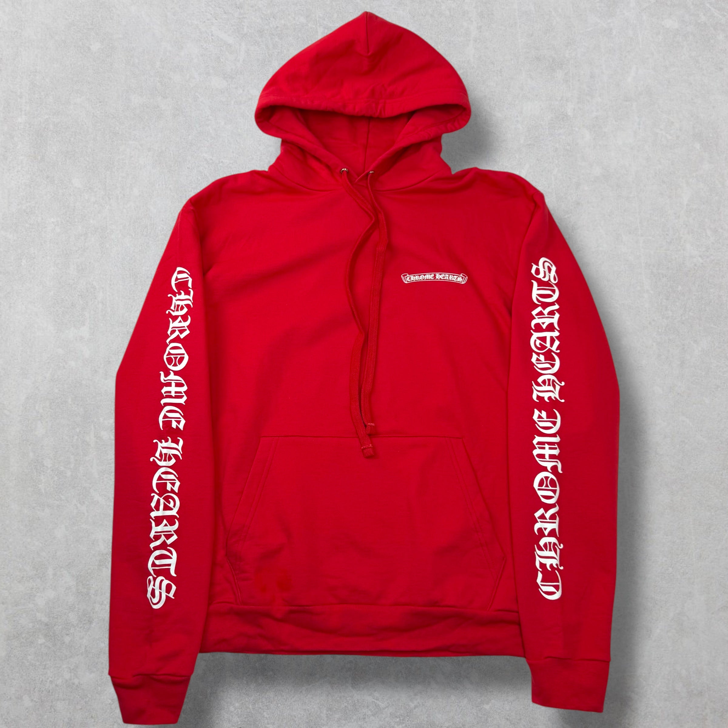 Chrome Hearts Red Scroll Logo Hoodie M