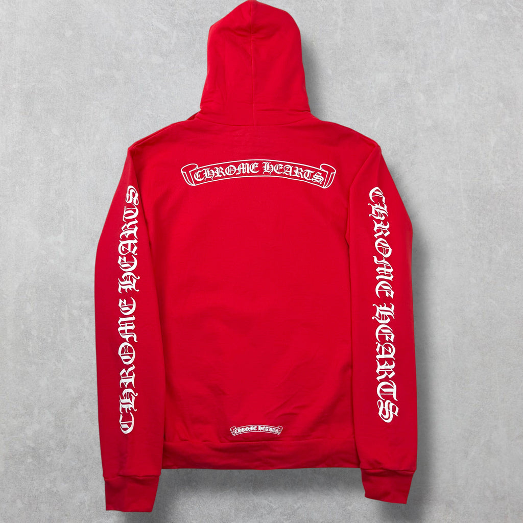 Chrome Hearts Red Scroll Logo Hoodie M