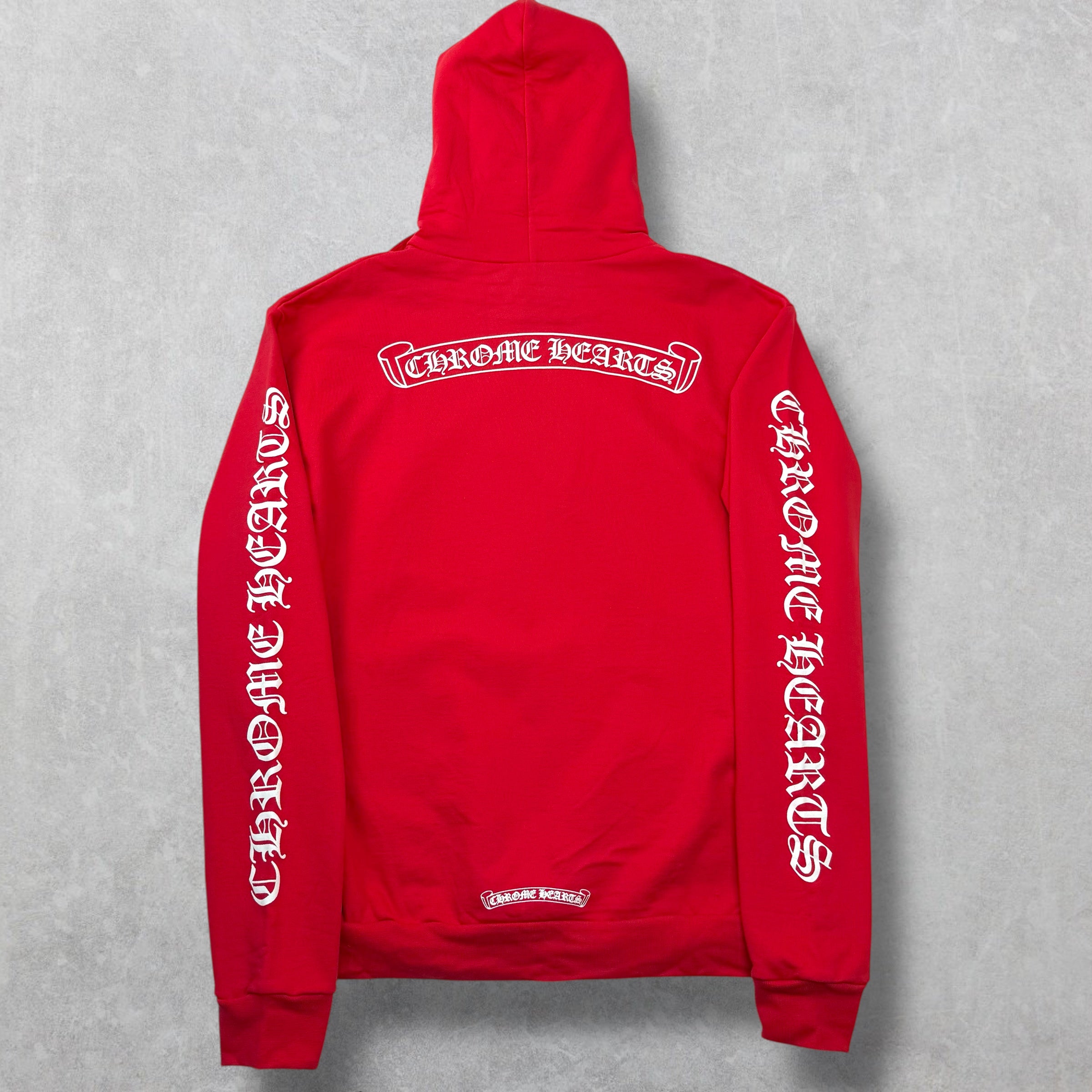 Chrome Hearts Red Scroll Logo Hoodie M