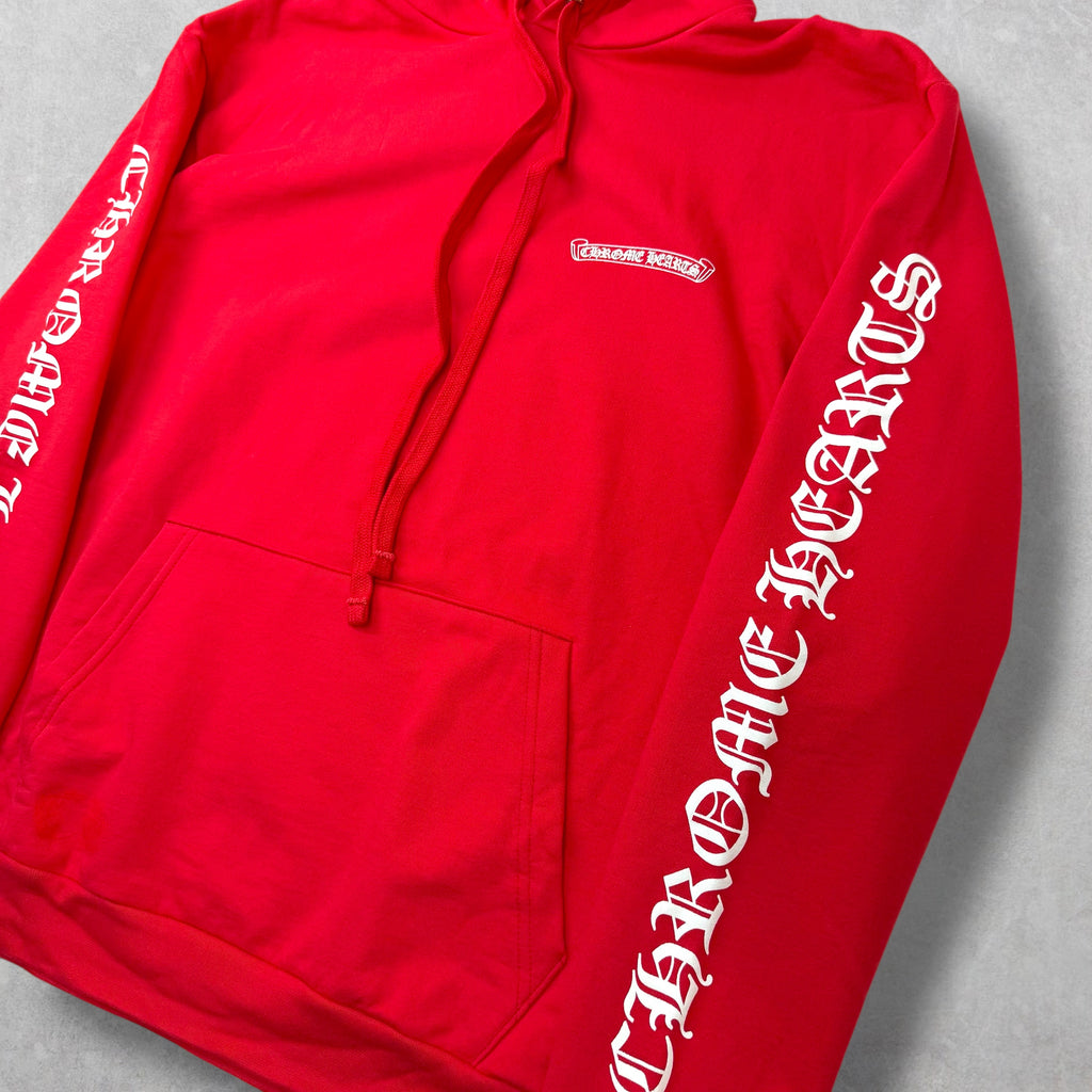 Chrome Hearts Red Scroll Logo Hoodie M