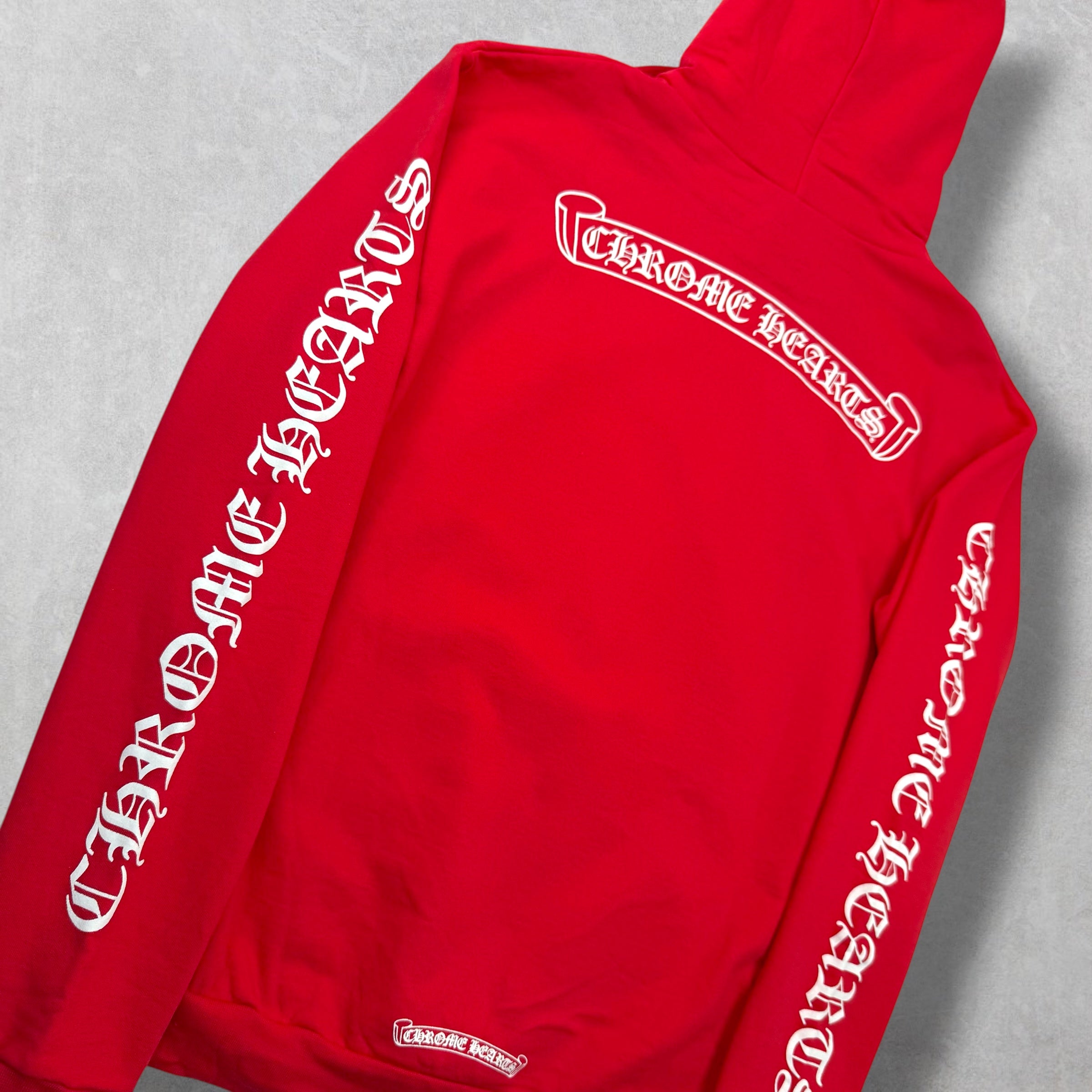 Chrome Hearts Red Scroll Logo Hoodie M