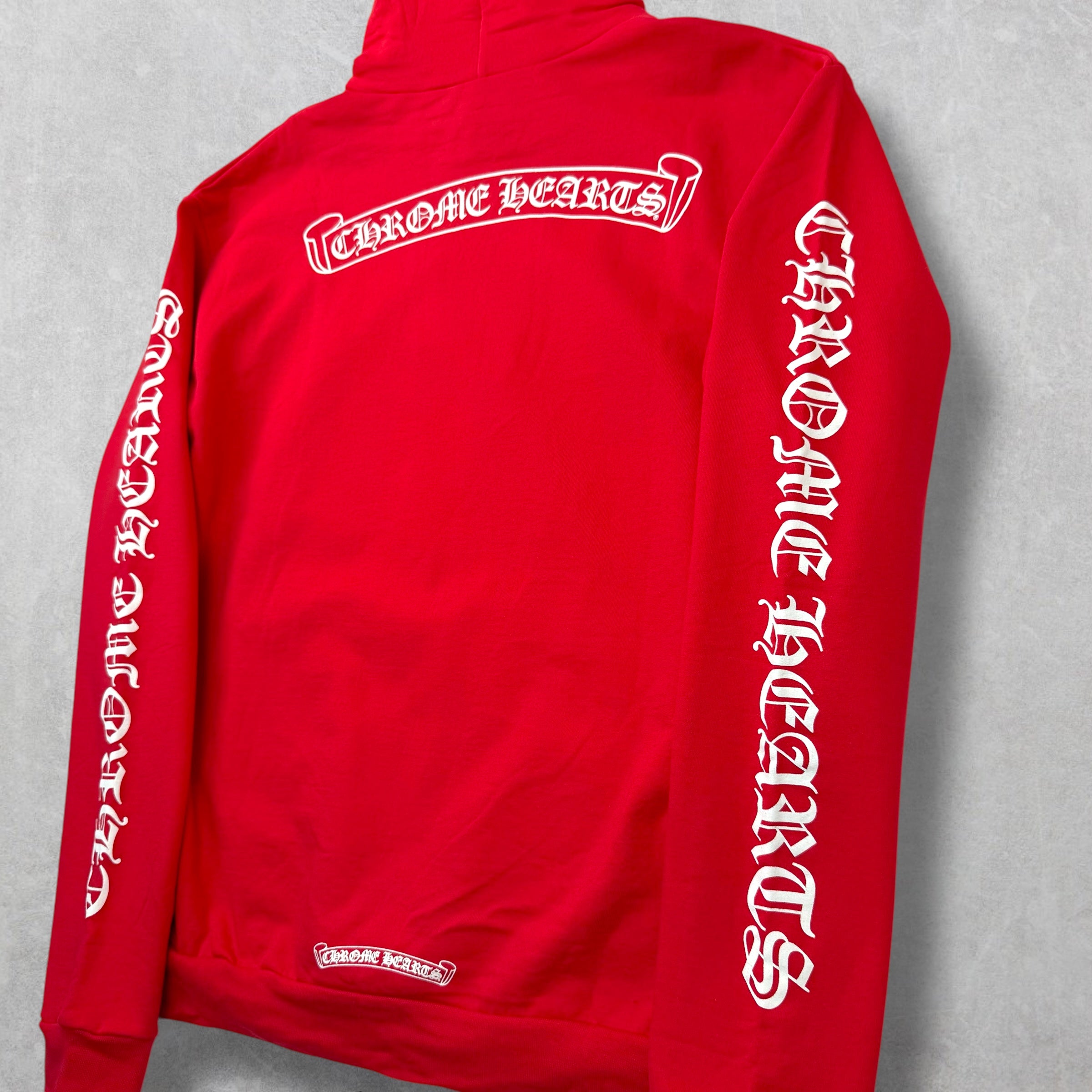 Chrome Hearts Red Scroll Logo Hoodie M