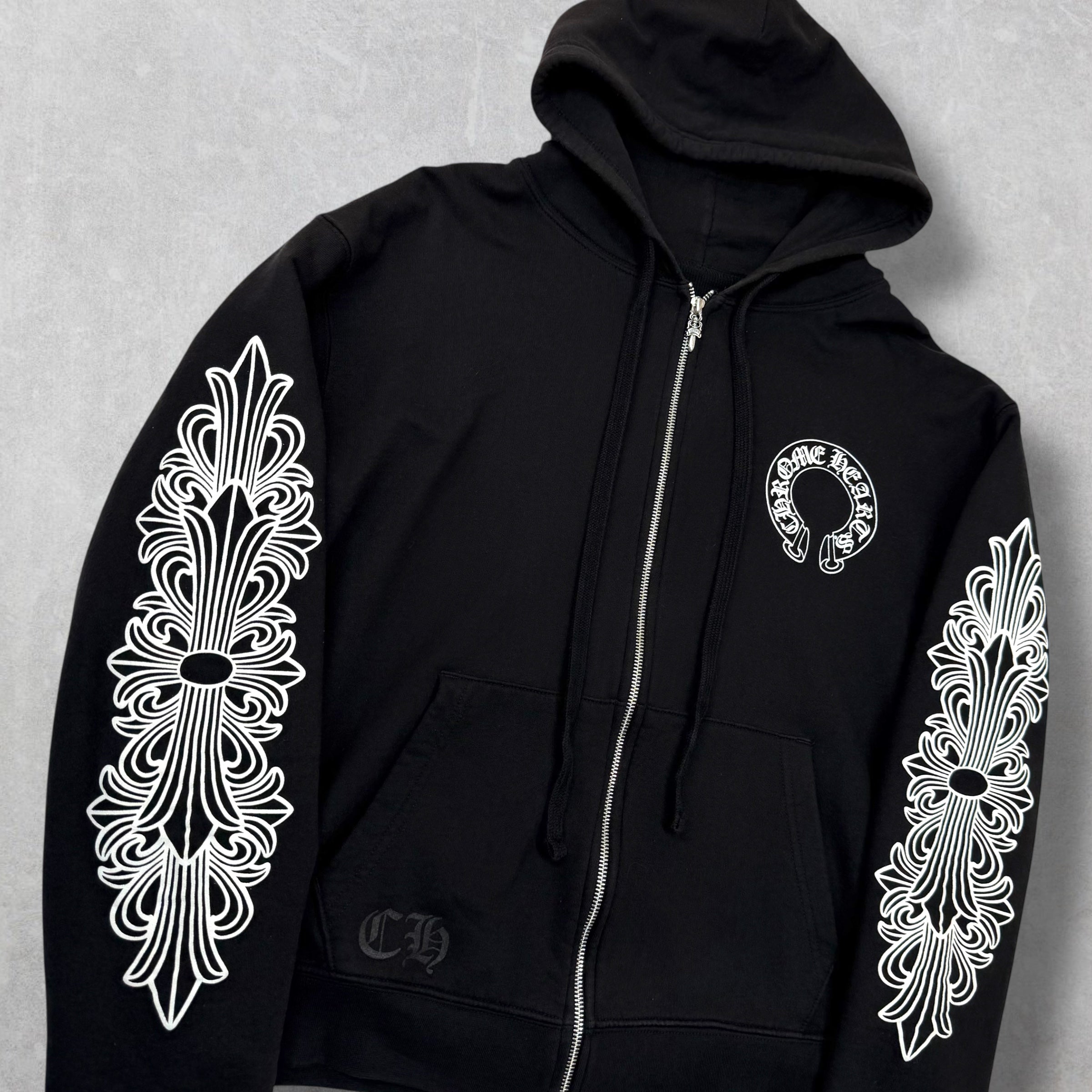 Chrome Hearts Horseshoe Floral Sleeve Thermal ZipUp M