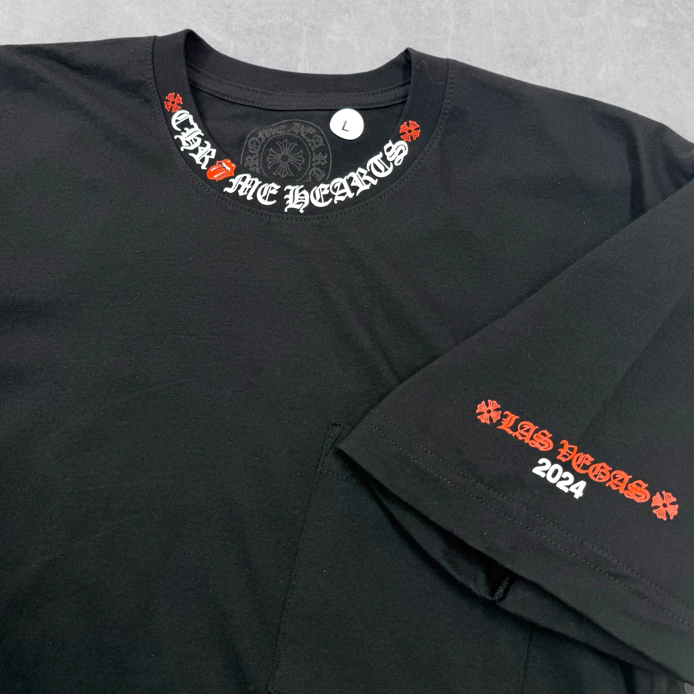 Chrome Hearts Rolling Stone Neck Logo Tee L