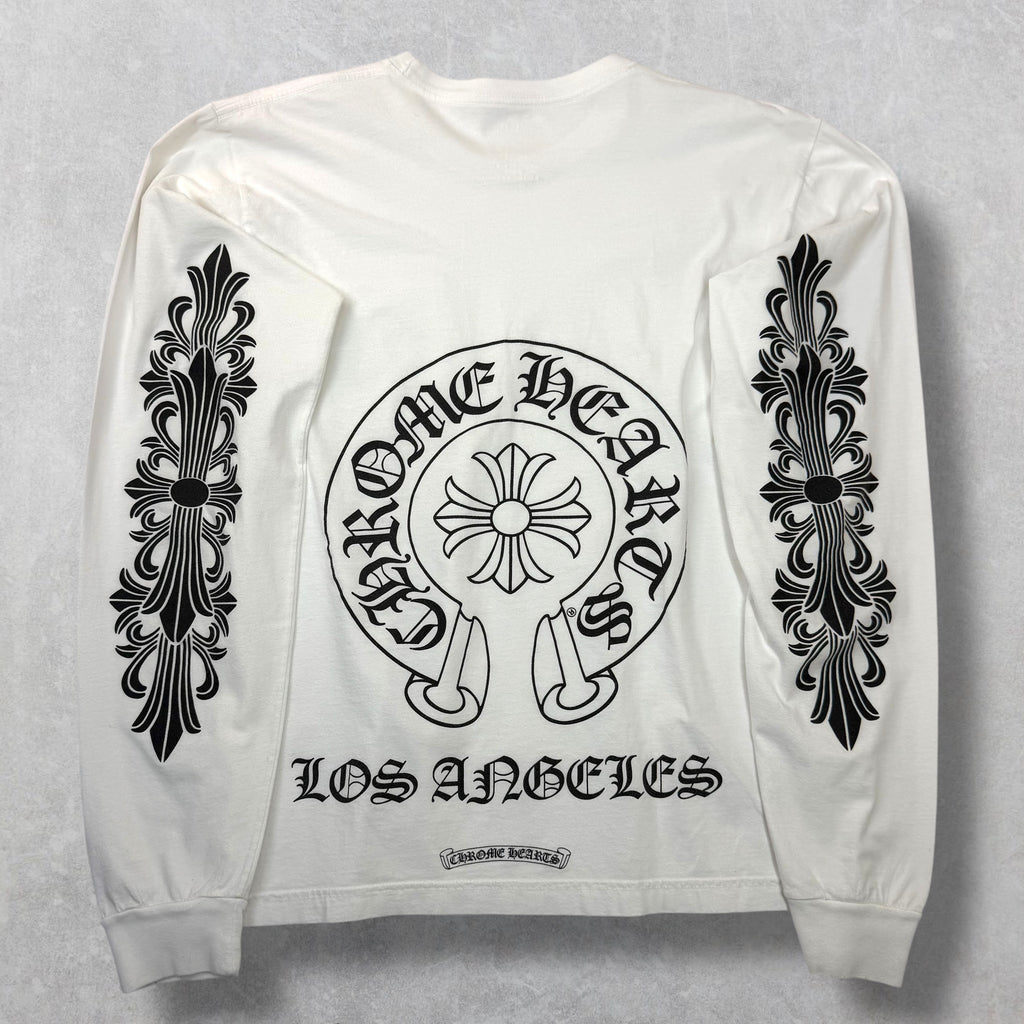 Chrome Hearts White LA Horseshoe Floral L/S L