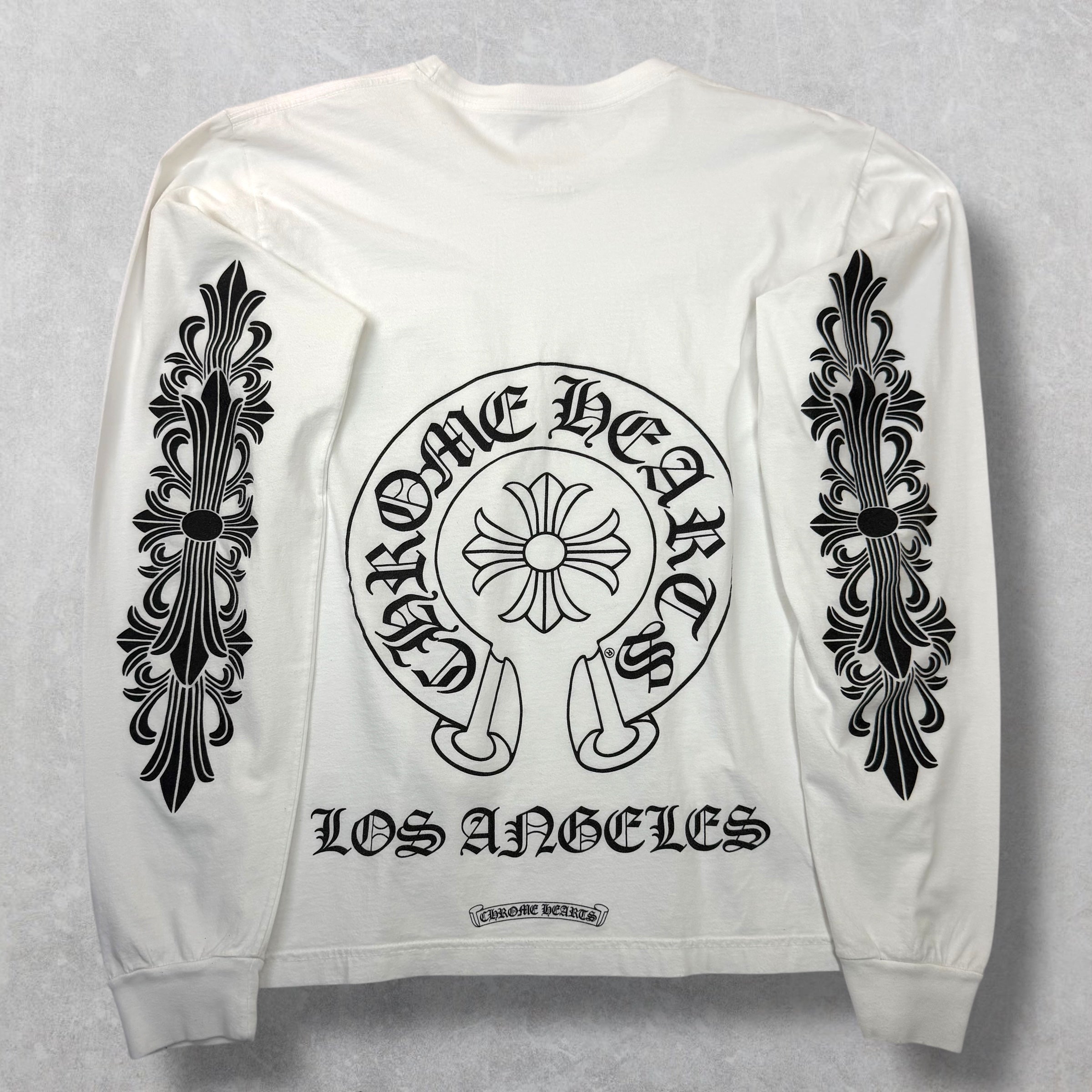 Chrome Hearts White LA Horseshoe Floral L/S L