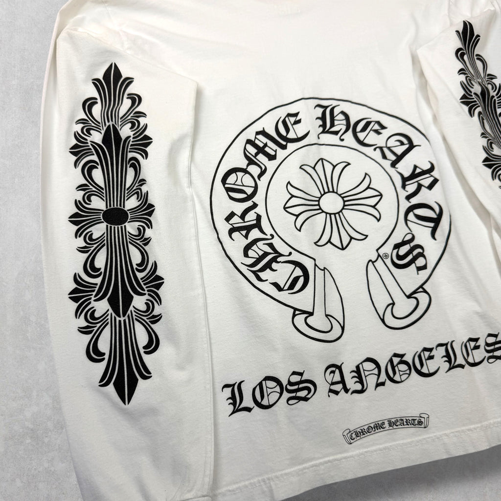 Chrome Hearts White LA Horseshoe Floral L/S L