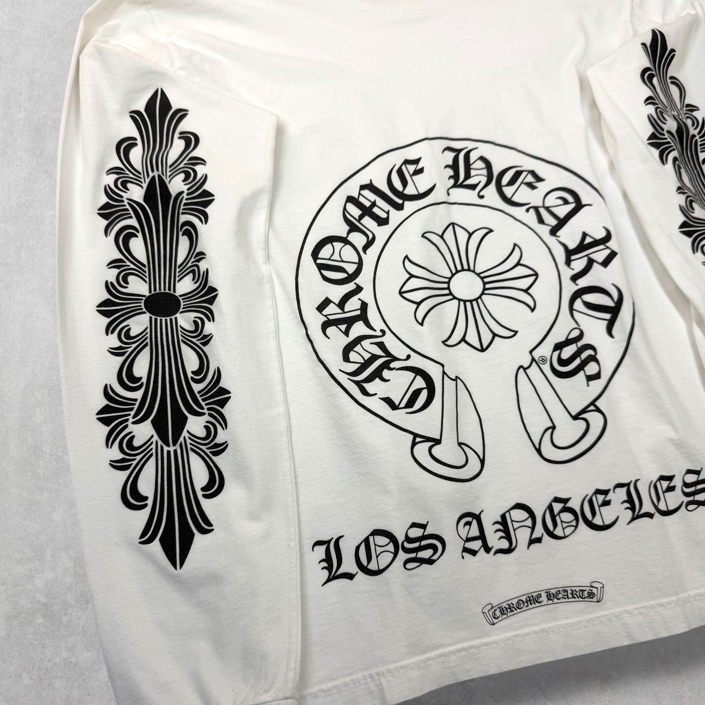Chrome Hearts White LA Horseshoe Floral L/S L