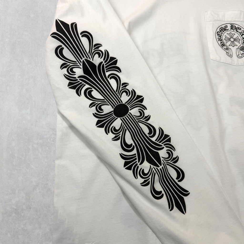 Chrome Hearts White LA Horseshoe Floral L/S L