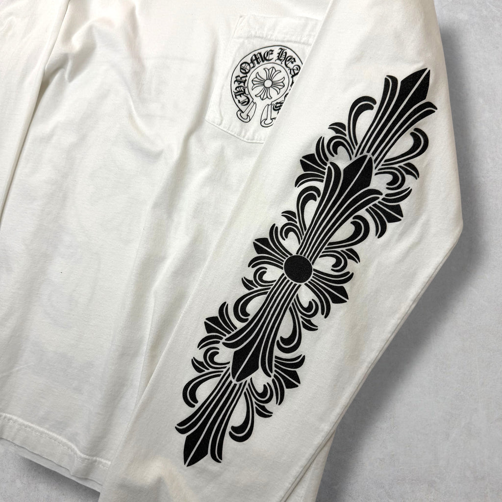 Chrome Hearts White LA Horseshoe Floral L/S L
