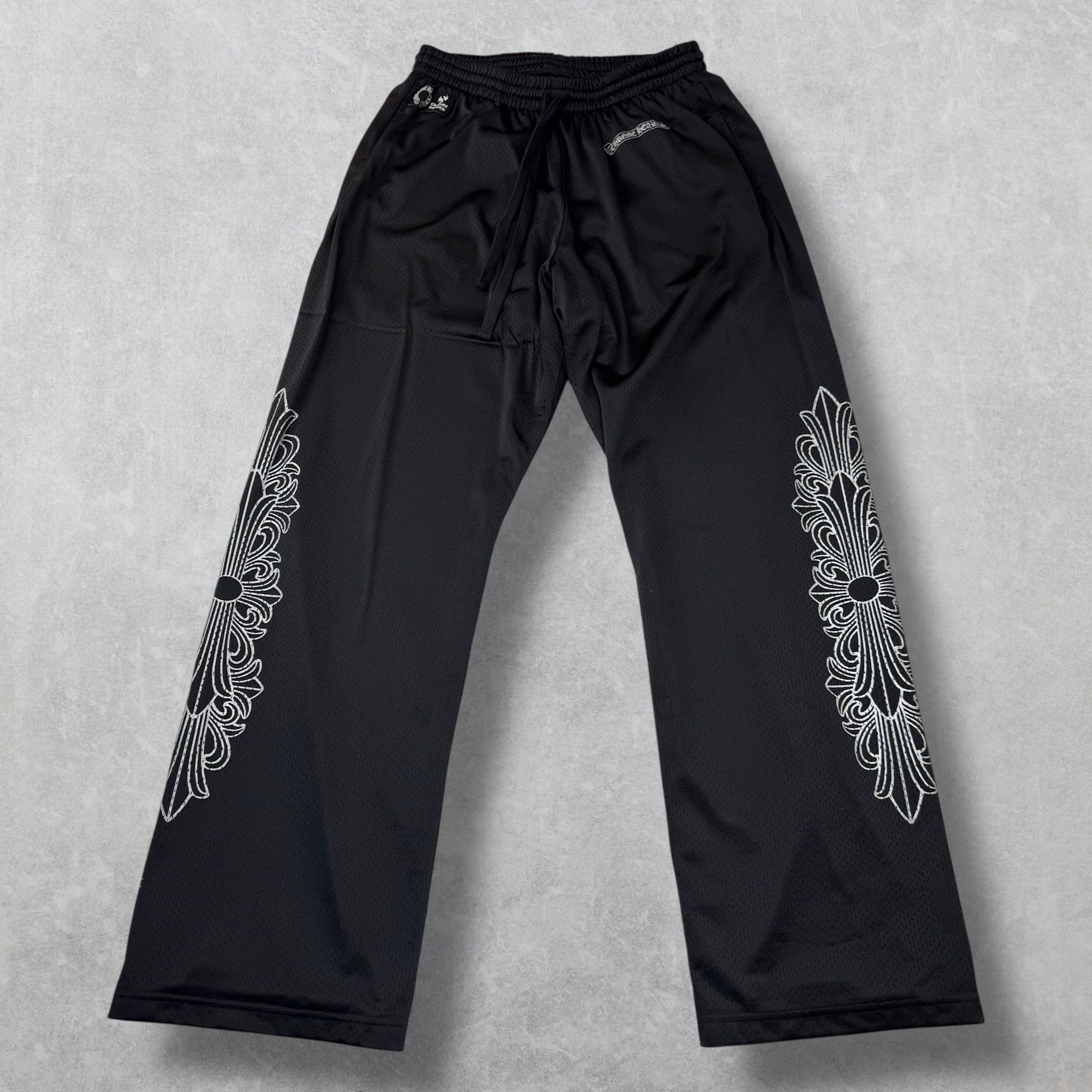 Chrome Hearts Black Mesh Warm Up Pants L