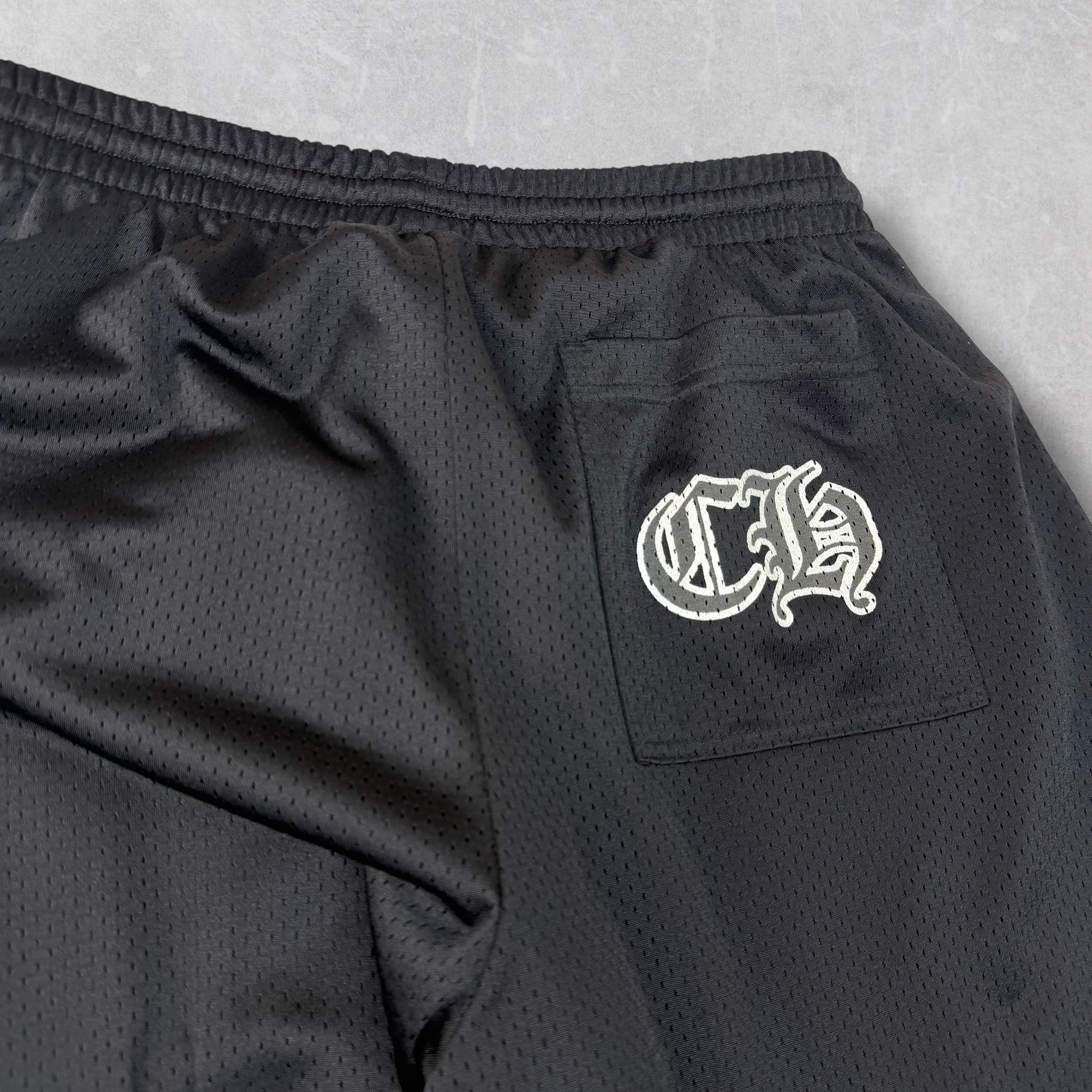 Chrome Hearts Black Mesh Warm Up Pants L