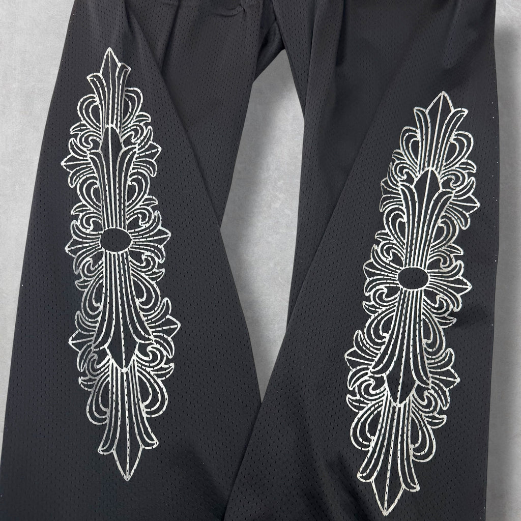 Chrome Hearts Black Mesh Warm Up Pants L