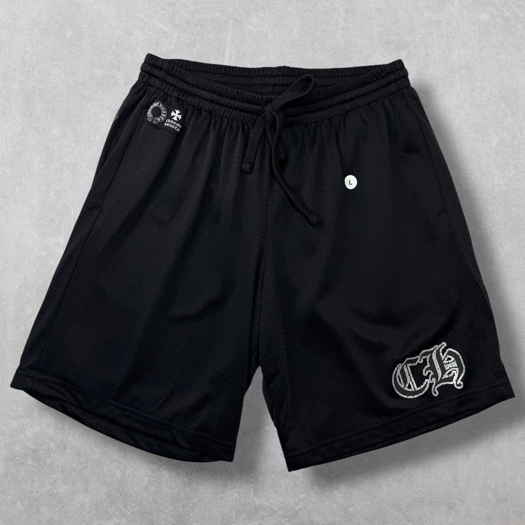 Chrome Hearts Black Mesh Warm Up Shorts L