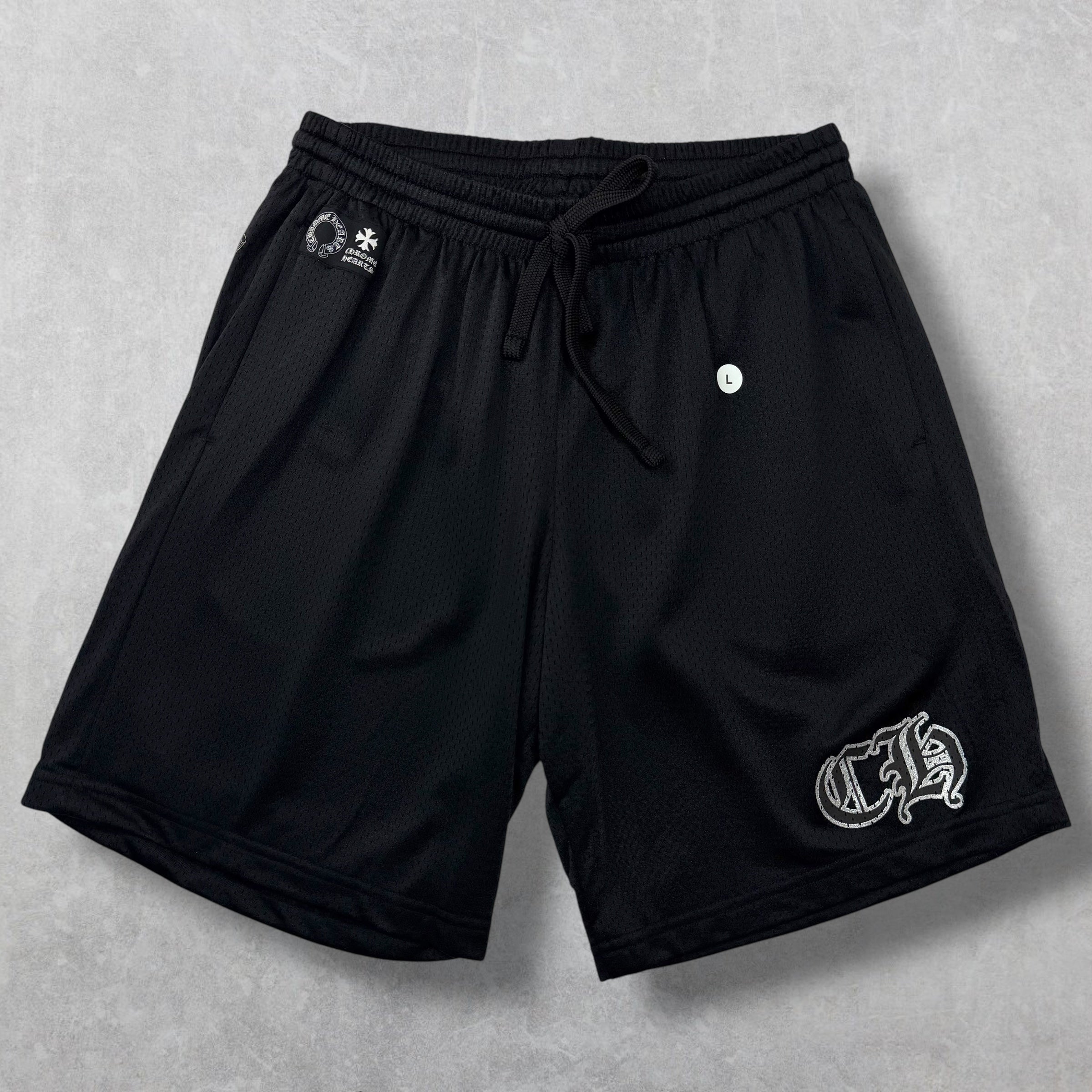 Chrome Hearts Black Mesh Warm Up Shorts L