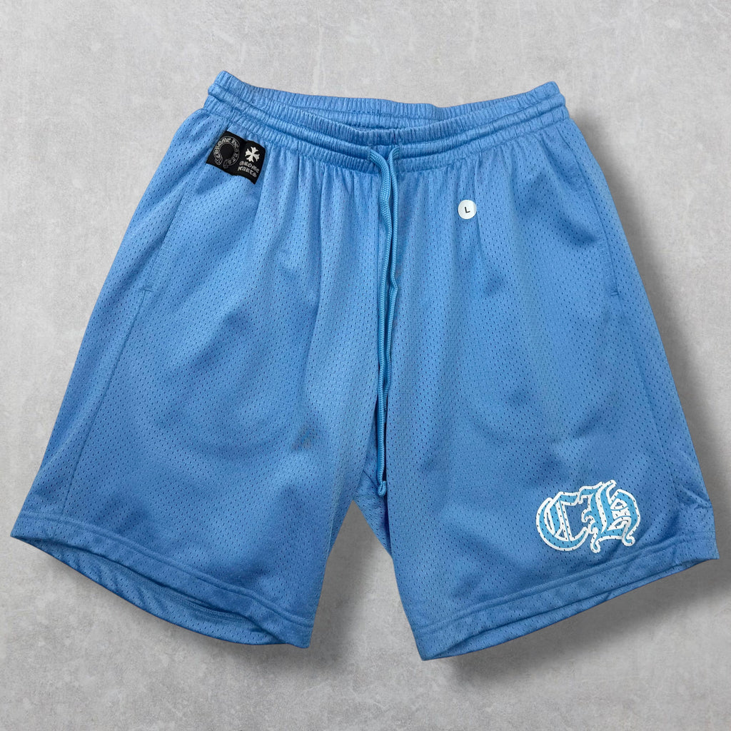 Chrome Hearts Blue Mesh Warm Up Shorts L