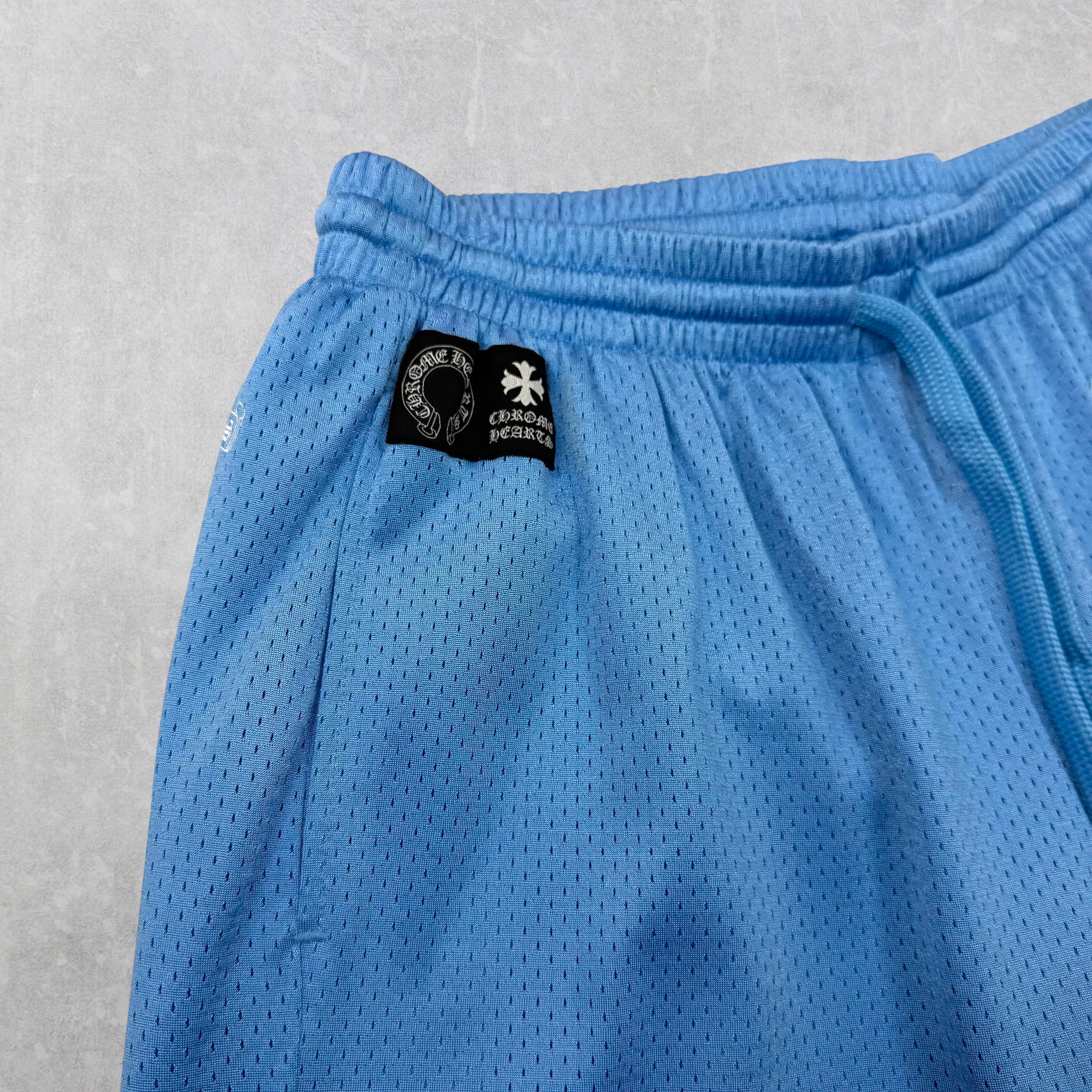 Chrome Hearts Blue Mesh Warm Up Shorts L