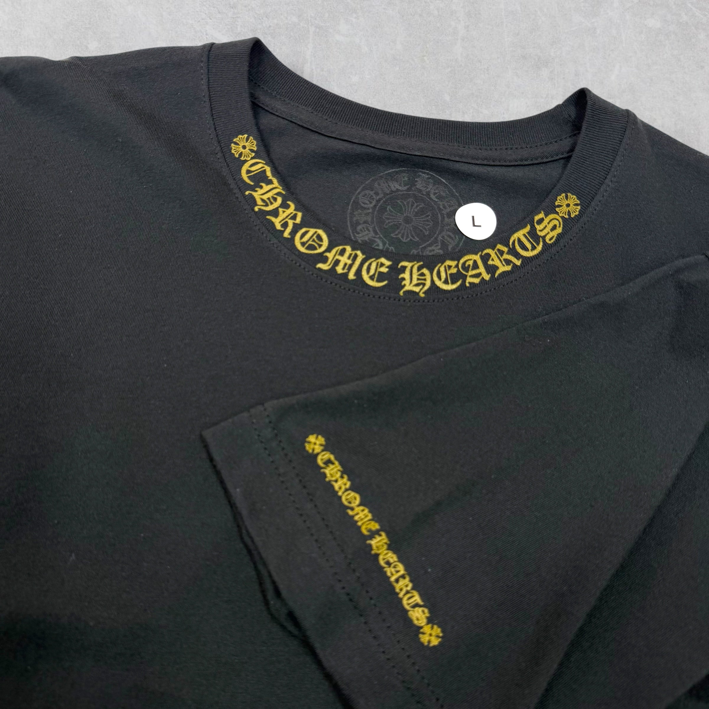 Chrome Hearts Olive Neck Logo Tee L