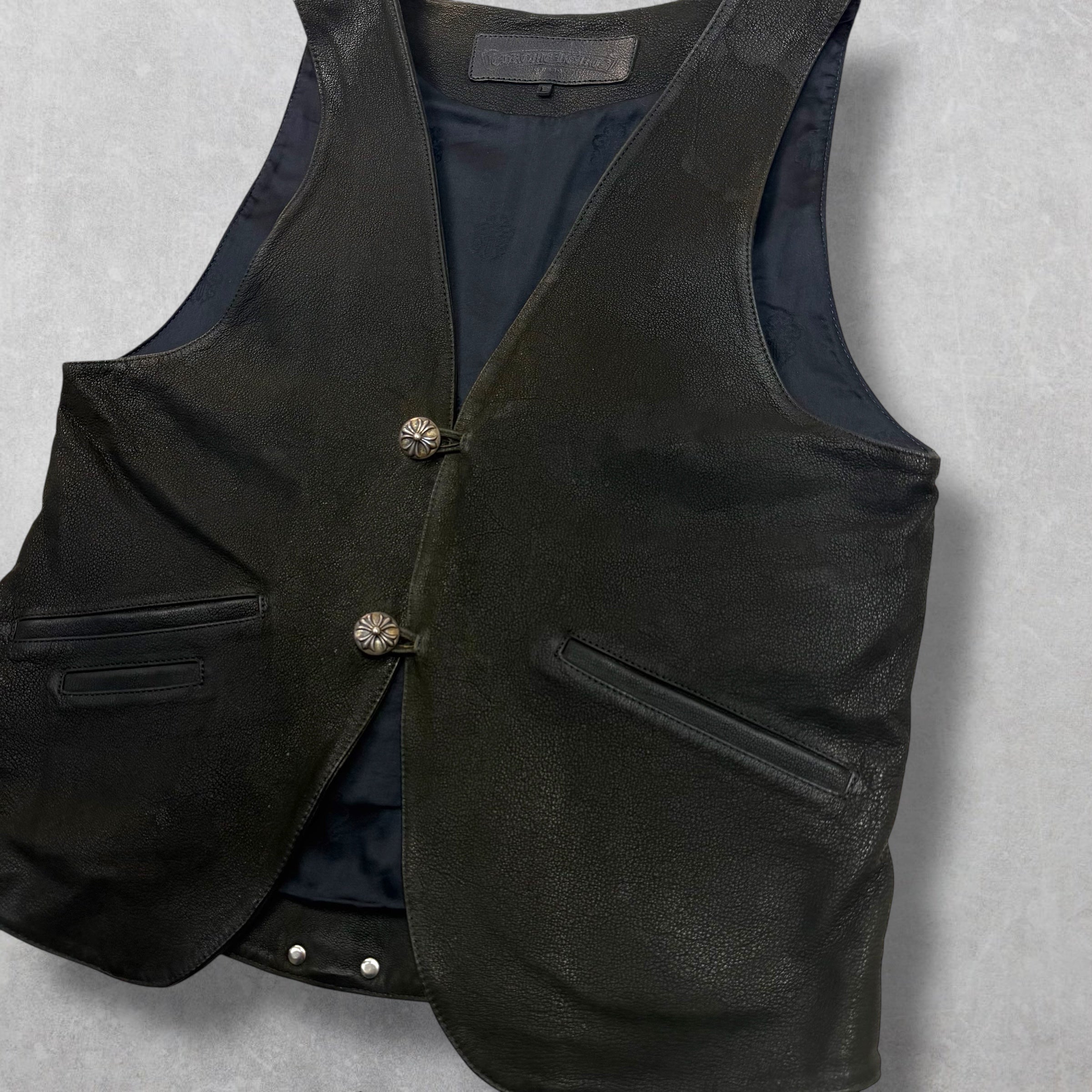 Vintage Chrome Hearts Classic Leather Vest L