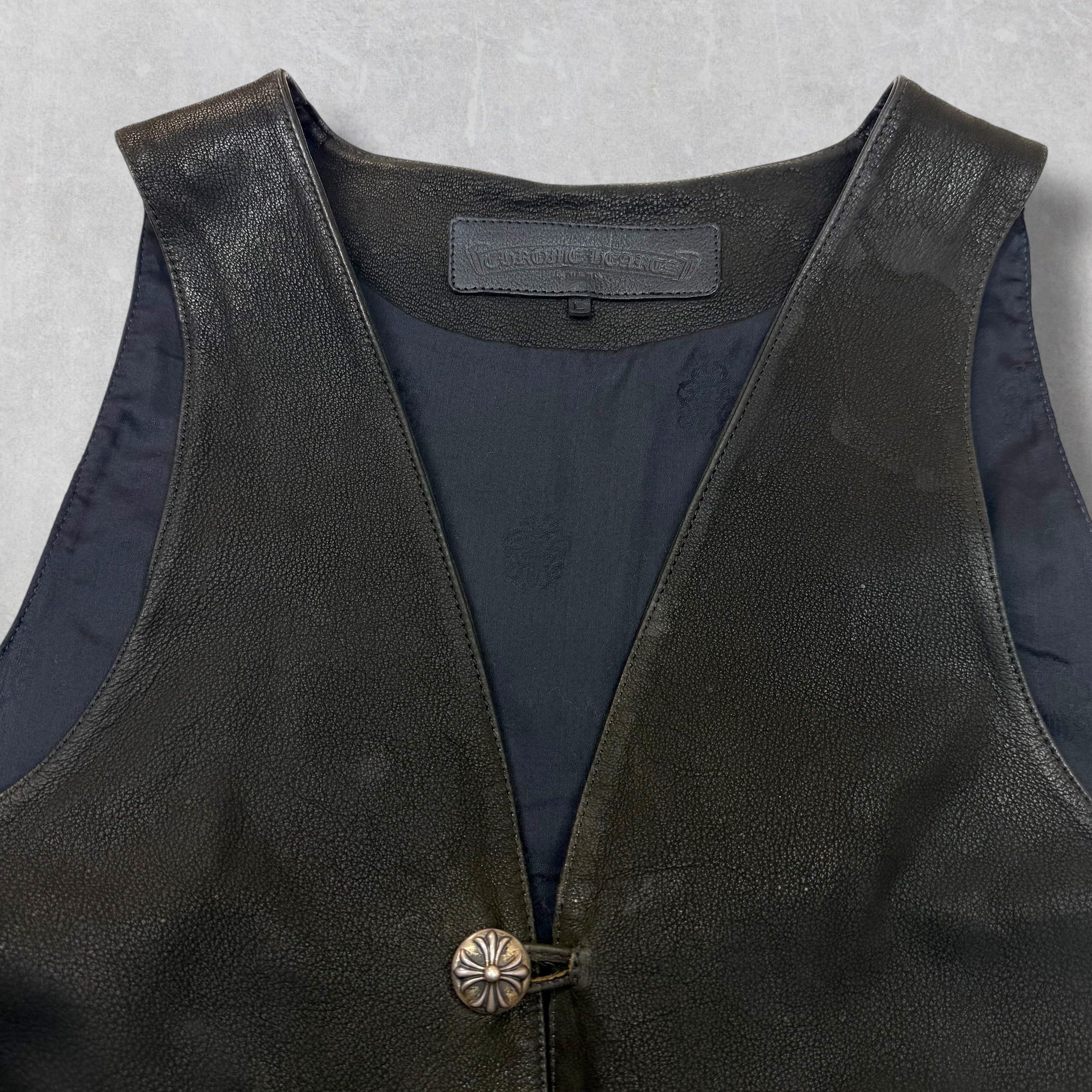 Vintage Chrome Hearts Classic Leather Vest L