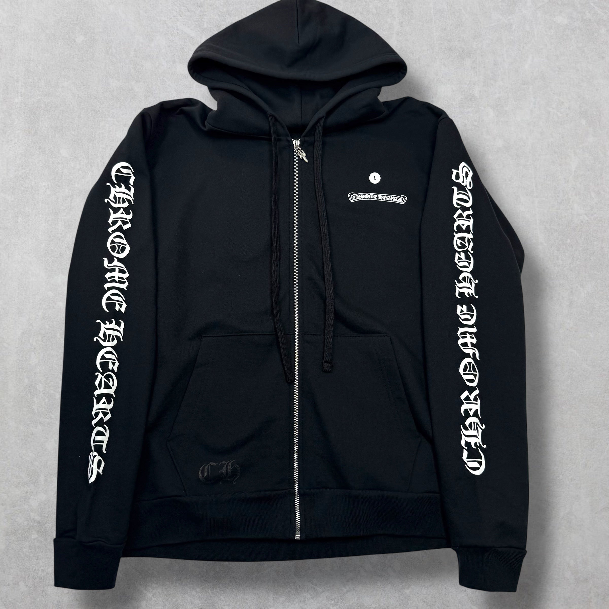 Chrome Hearts Scroll Logo Zip Hoodie L