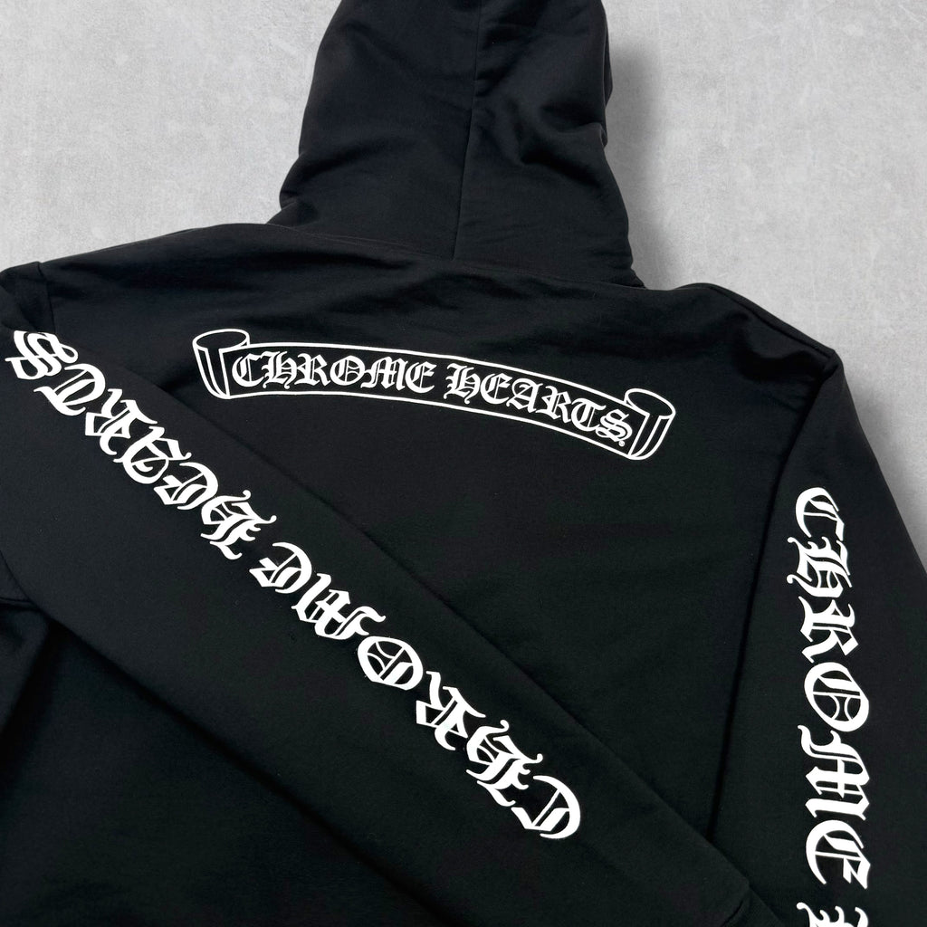 Chrome Hearts Scroll Logo Zip Hoodie L