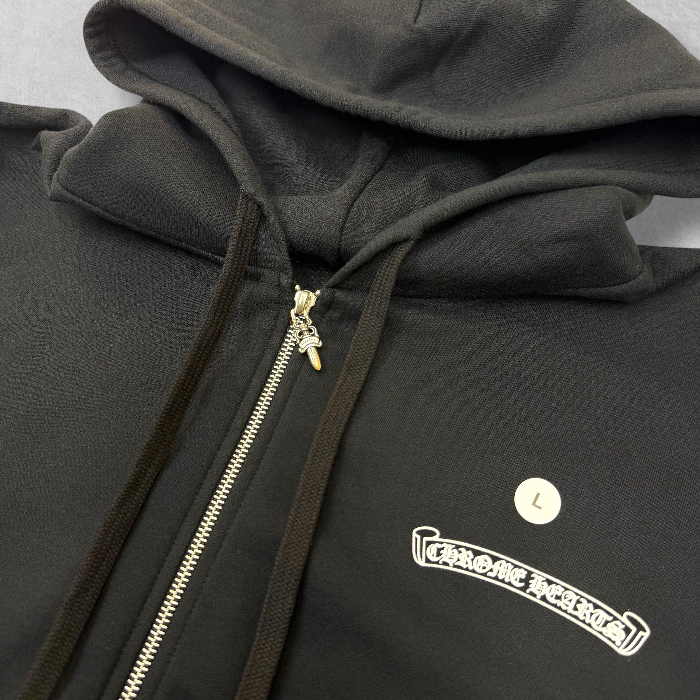 Chrome Hearts Scroll Logo Zip Hoodie L