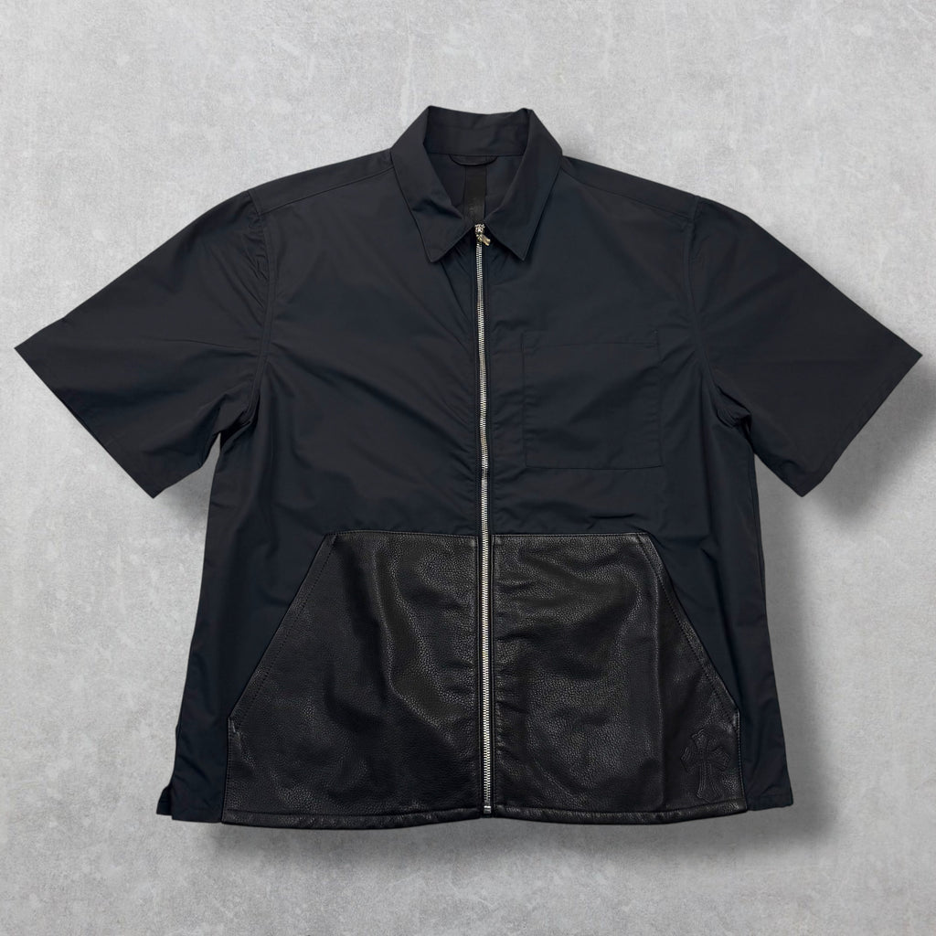 Chrome Hearts Zip Nylon Leather Patch Work Shirt L