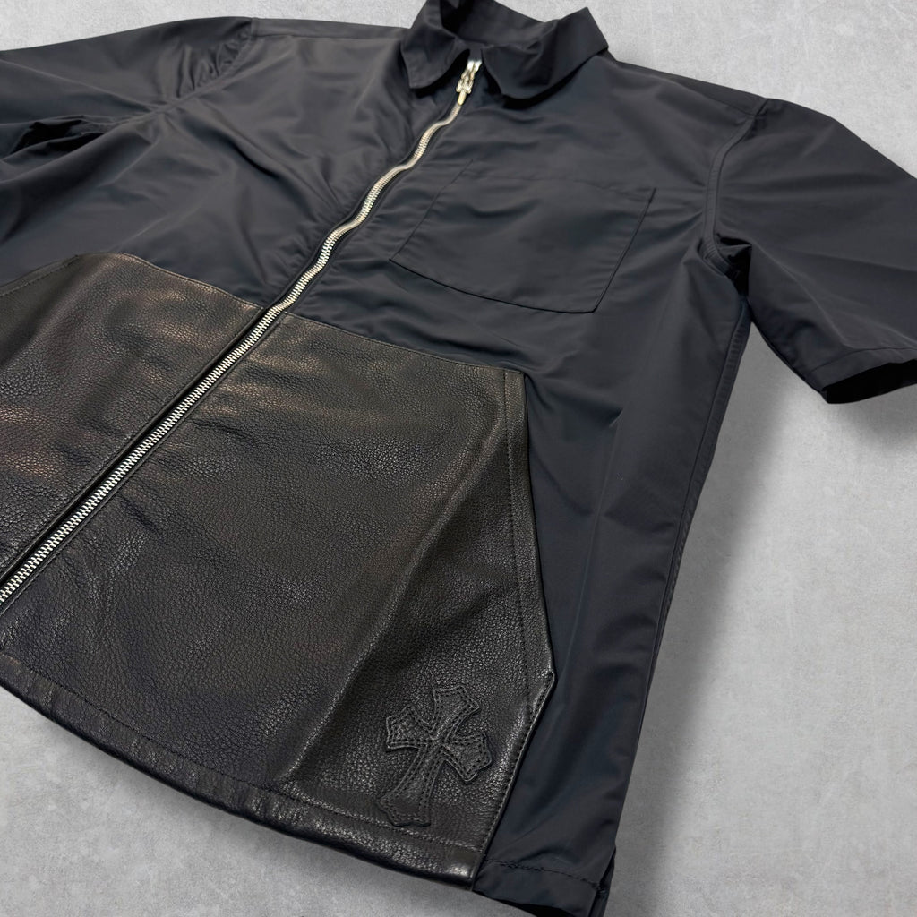 Chrome Hearts Zip Nylon Leather Patch Work Shirt L