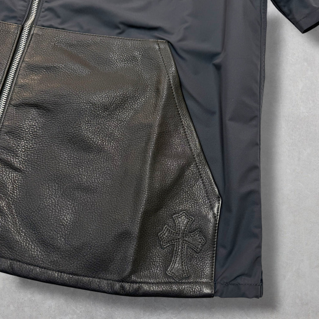 Chrome Hearts Zip Nylon Leather Patch Work Shirt L