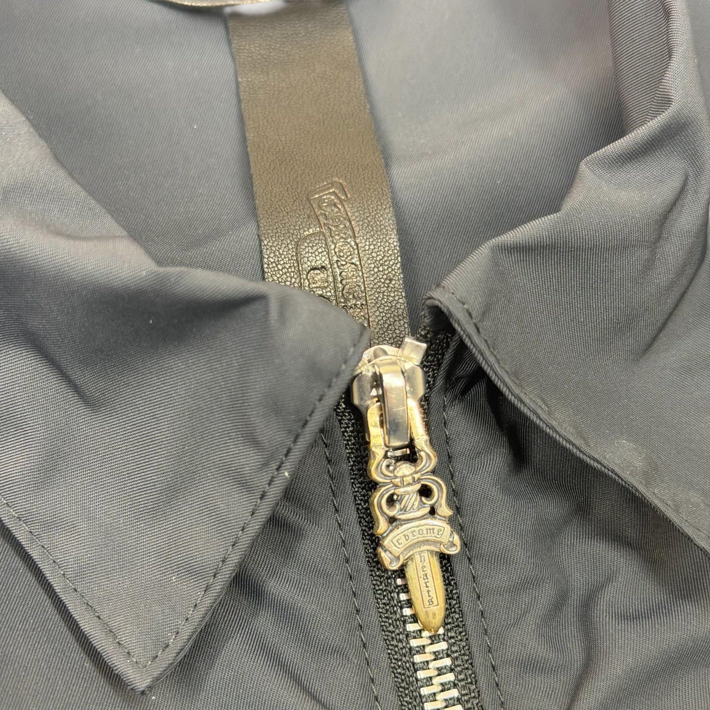 Chrome Hearts Zip Nylon Leather Patch Work Shirt L
