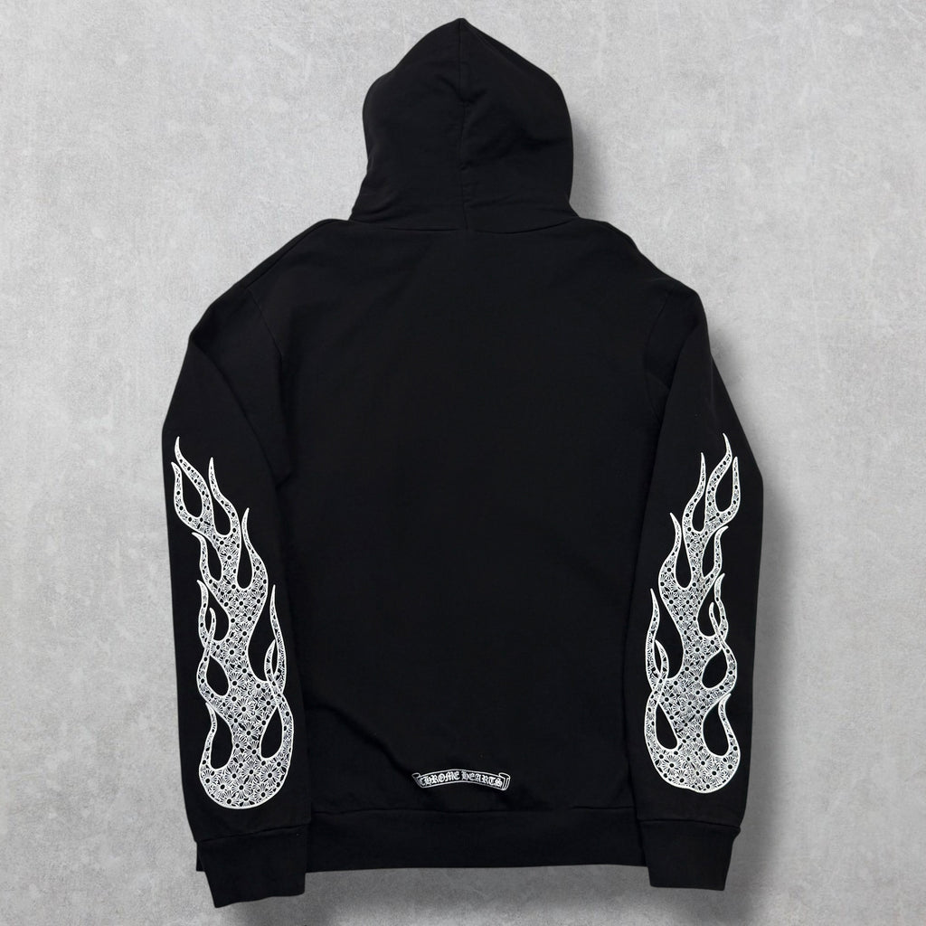 Chrome Hearts Cross Flames Black Hoodie L
