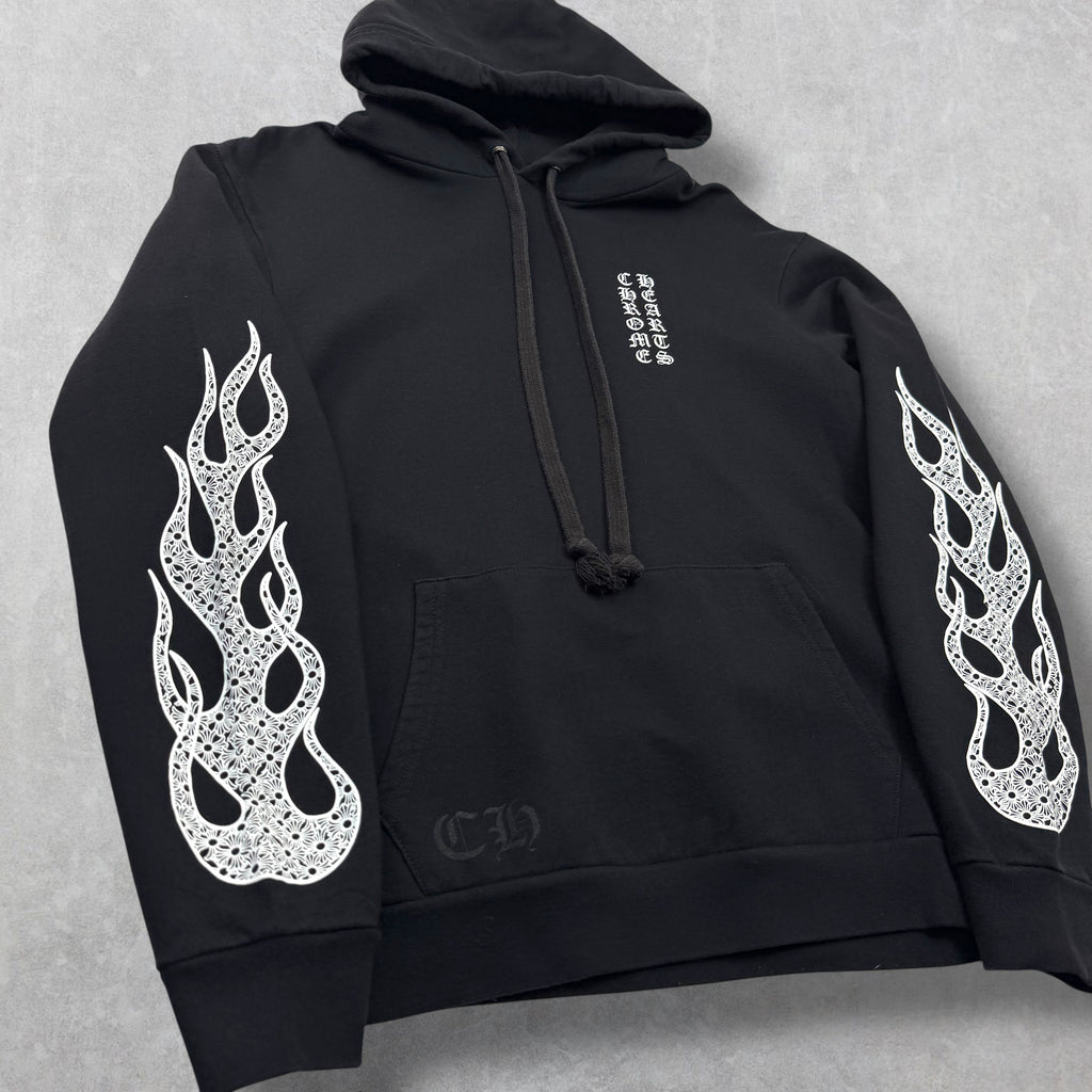 Chrome Hearts Cross Flames Black Hoodie L