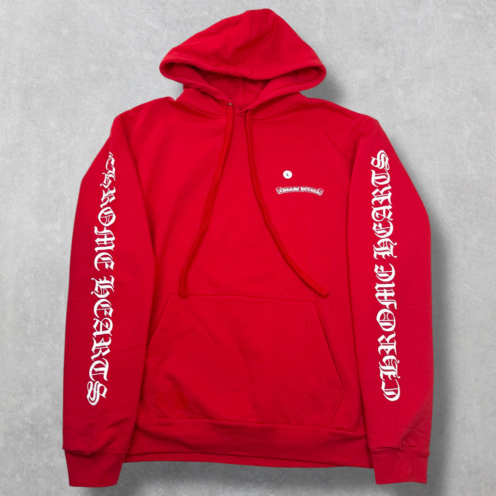 Chrome Hearts Red Scroll Logo Hoodie L