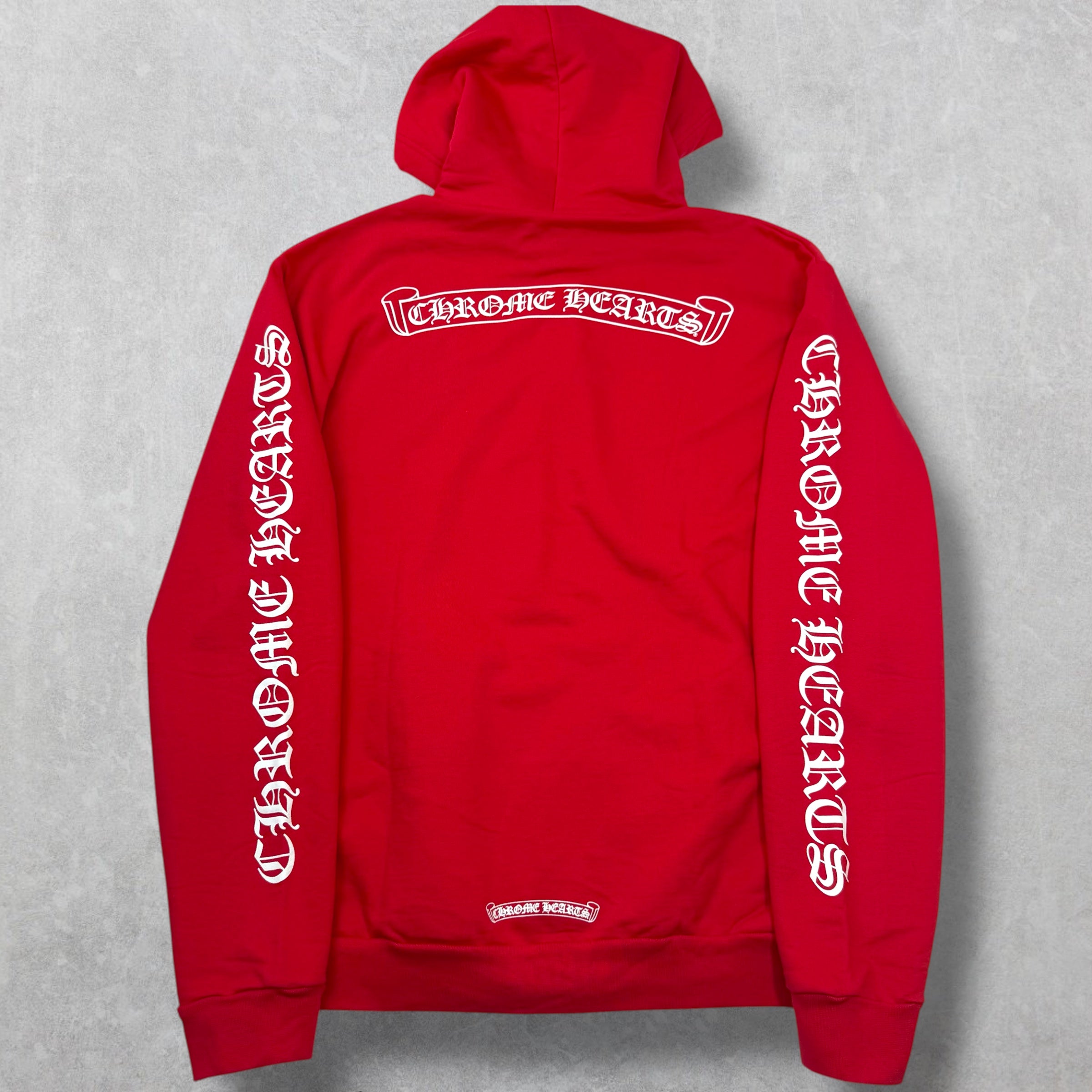 Chrome Hearts Red Scroll Logo Hoodie L