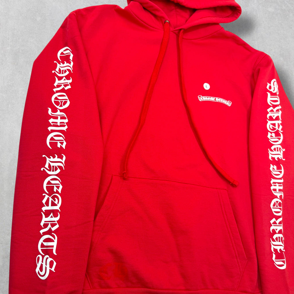 Chrome Hearts Red Scroll Logo Hoodie L